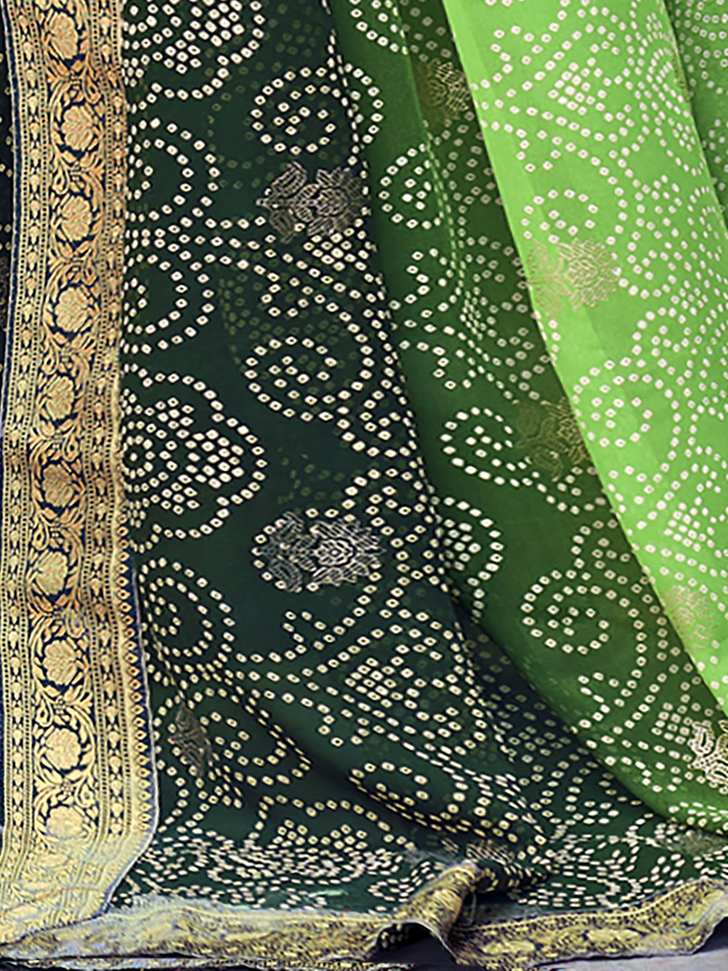 Women's Georgette Light Green Embellished Designer Saree With Blouse Piece