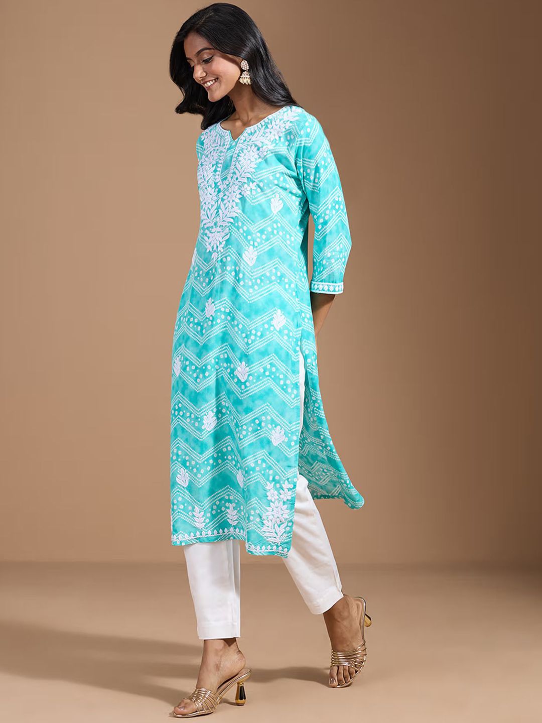 Dhiyona OD Women Ethnic Motifs Embroidered Chikankari Kurta