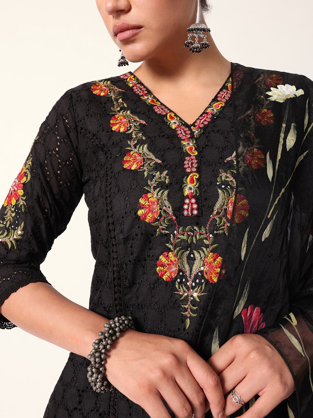 Dhiyona IS Women's Women Printed Regular Pure Cotton Kurta with Trousers & Dupatta