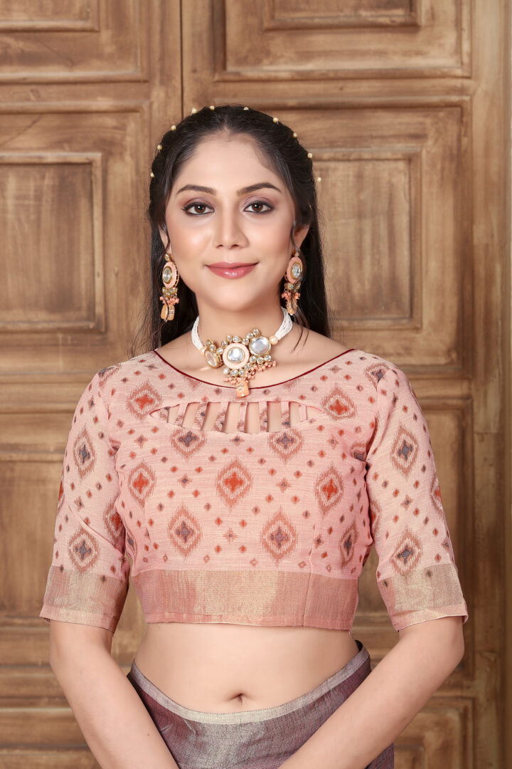 Dhiyona GR Women's Glory Opera Mauve Soft Linen Solid Woven Saree