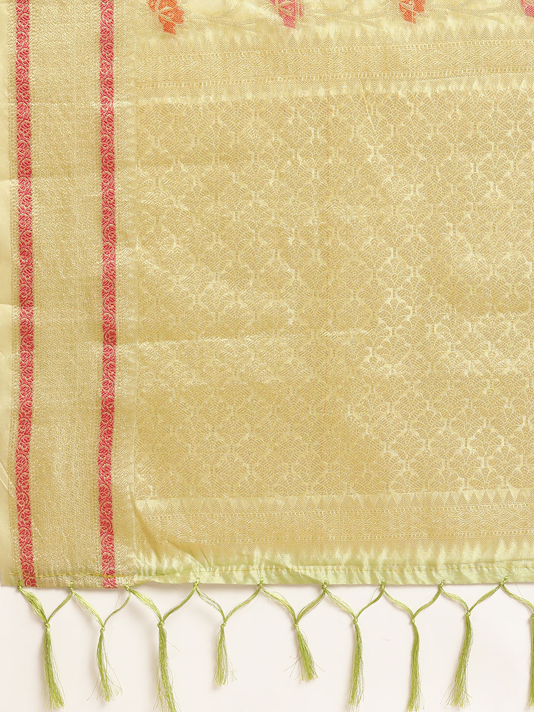 Dhiyona GR Women's Gulmohar Pista Green Organza Saree