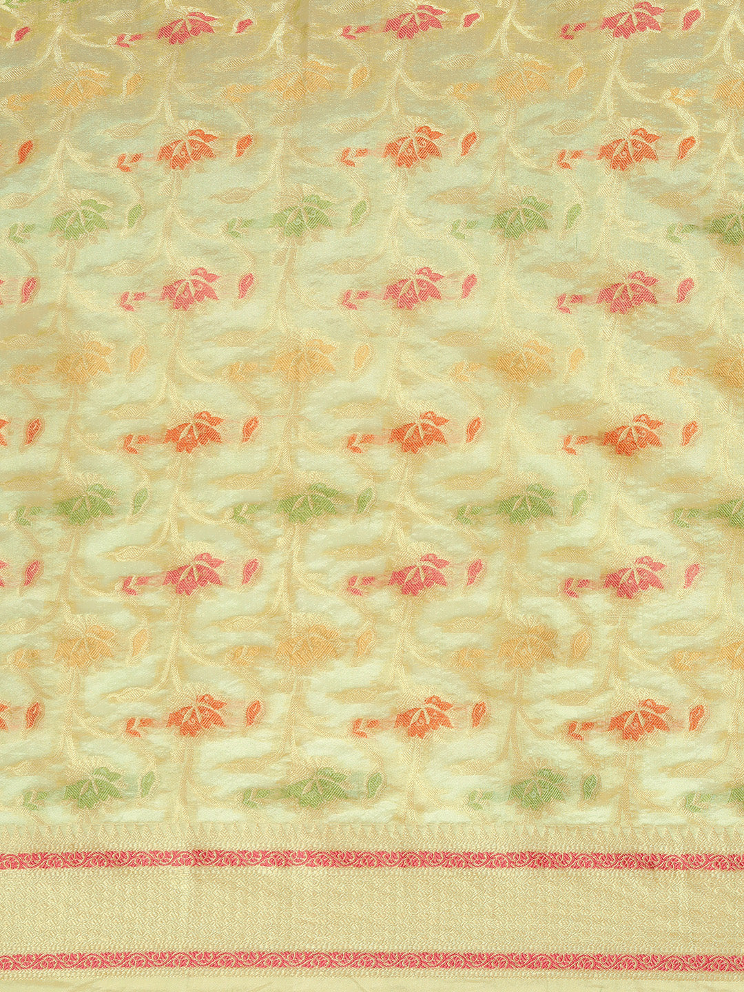 Dhiyona GR Women's Gulmohar Pista Green Organza Saree