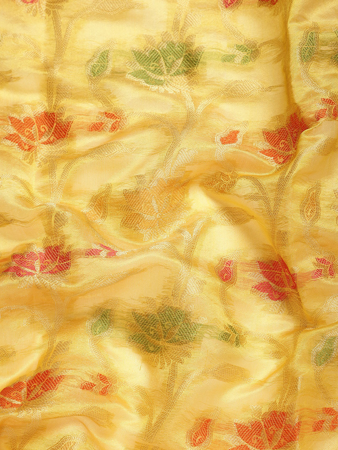 Dhiyona GR Women's Gulmohar Corn Yellow Organza Saree