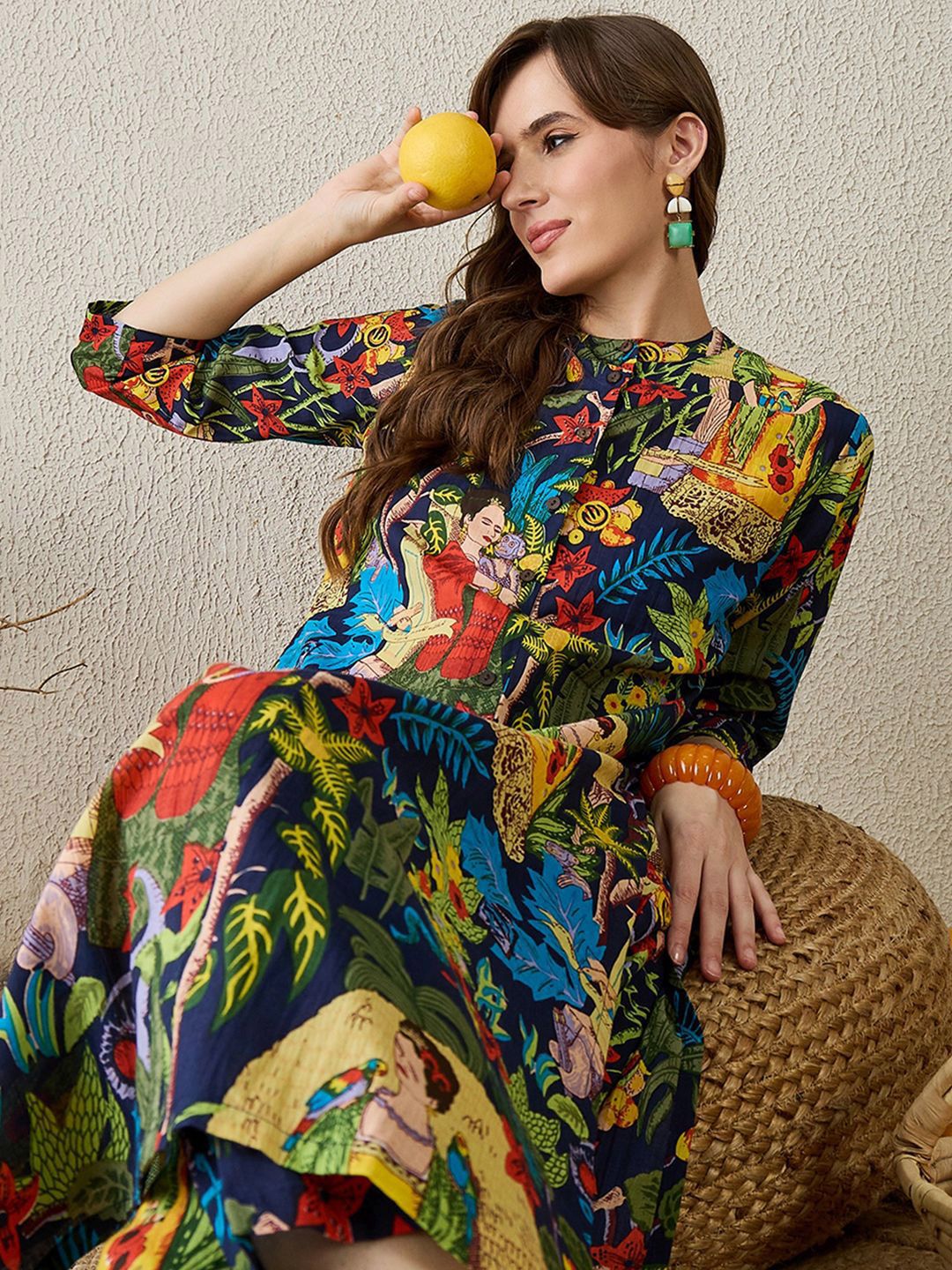 Dhiyona IE Printed Pure Cotton Tunic With Palazzos