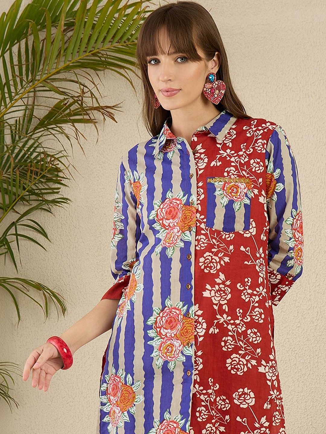 Women Floral Printed Regular Pure Cotton Kurta with Trousers