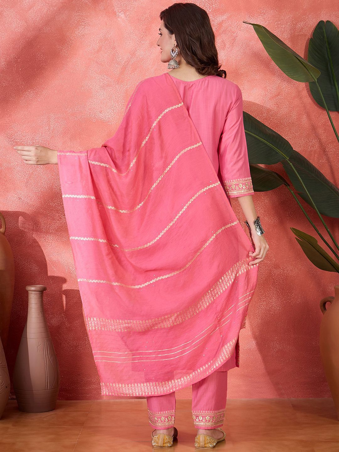 Dhiyona SN Women's Ethnic Motifs Embroidered Kurta with Trousers & Dupatta
