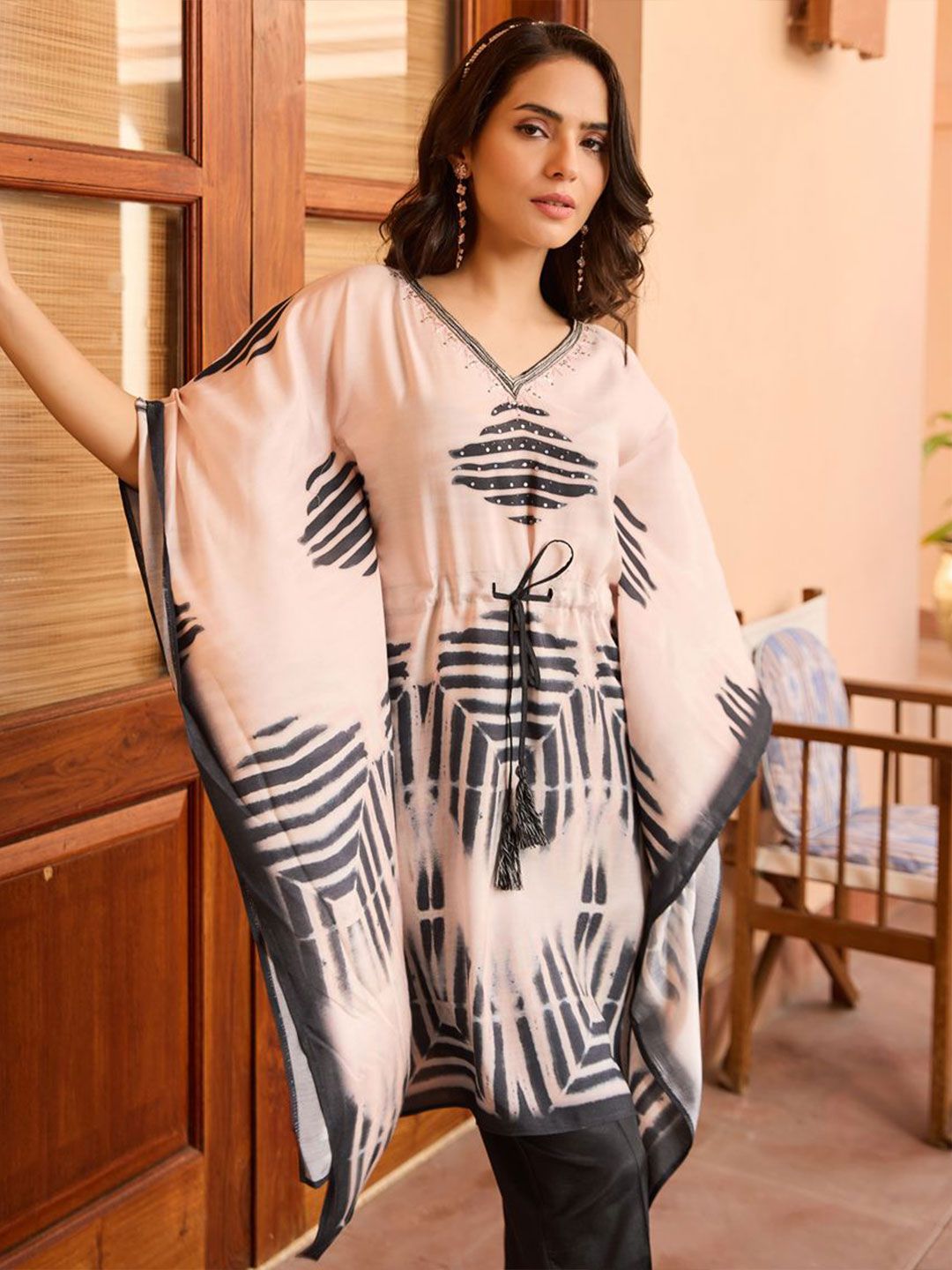 Dhiyona WP Women Digitally Printed Viscose Muslin Kaftan-Pant Set