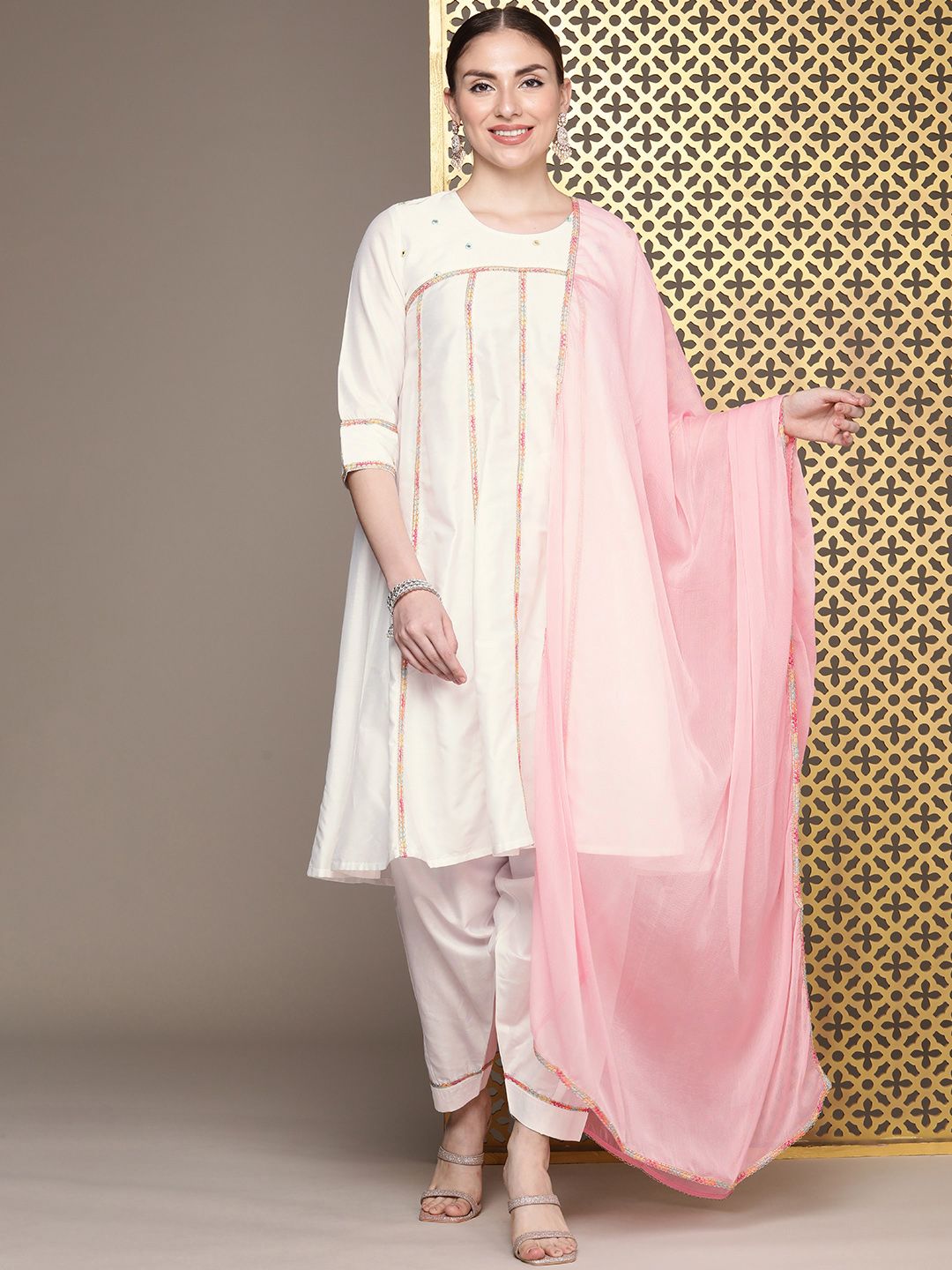 Dhiyona PD Women Jashn Empire Gotta Patti Kurta with Salwar & Dupatta
