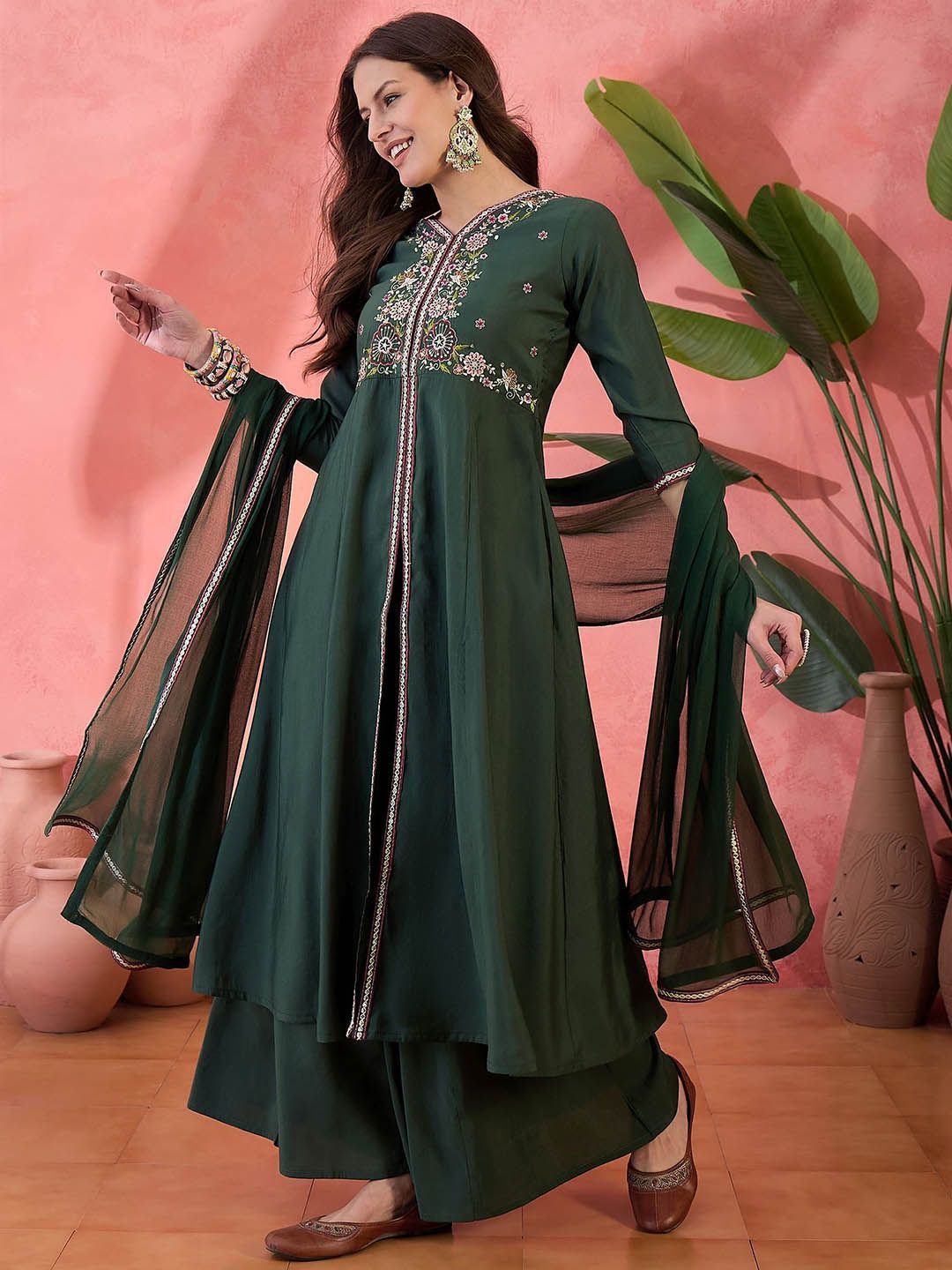 Dhiyona SN Women's Embroidered Anarkali Kurta Set With Dupatta
