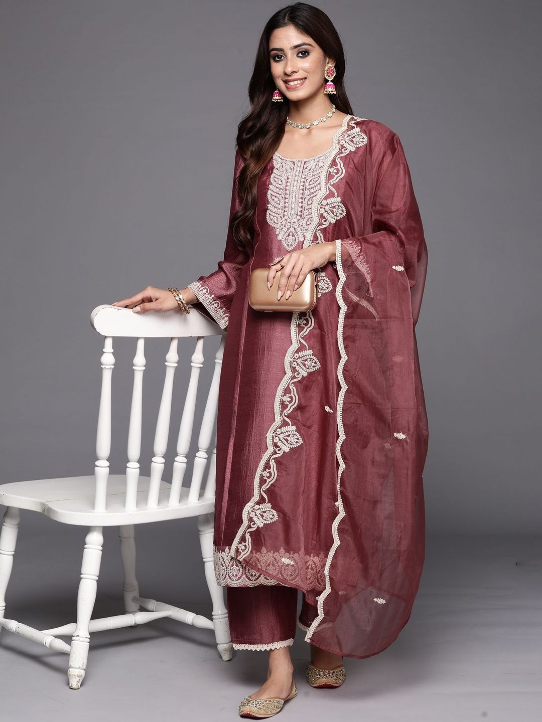 Women Ethnic Motifs Embroidered Kurta with Trousers & Dupatta