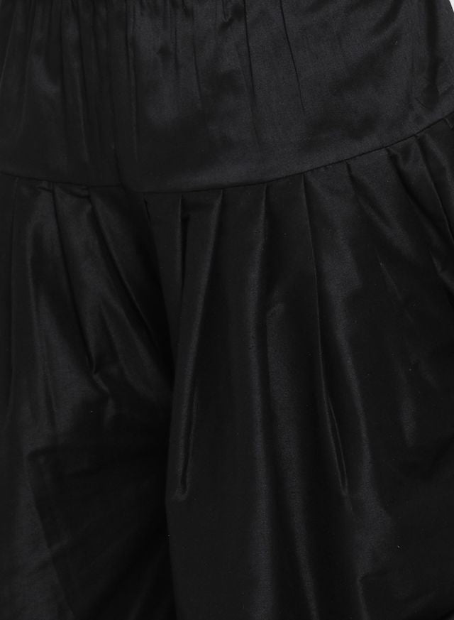 Men's Black Viscose Straight Kurta and Dhoti Set