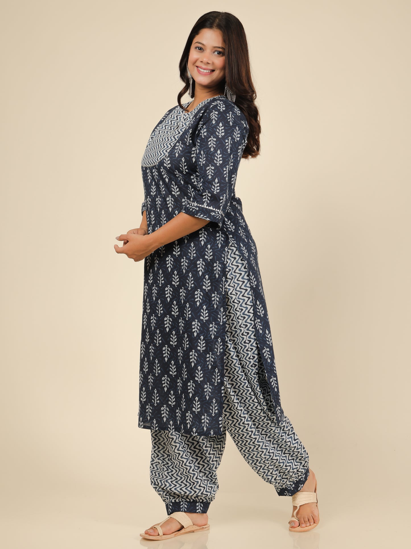 Women's Cotton Blue Straight Kurta