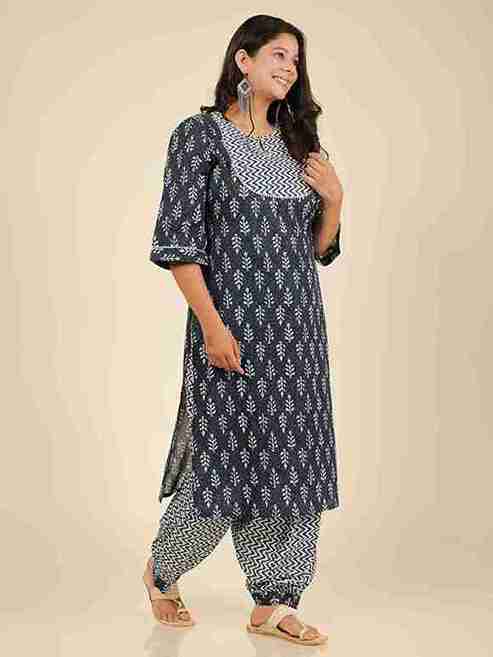 Women's Cotton Blue Straight Kurta