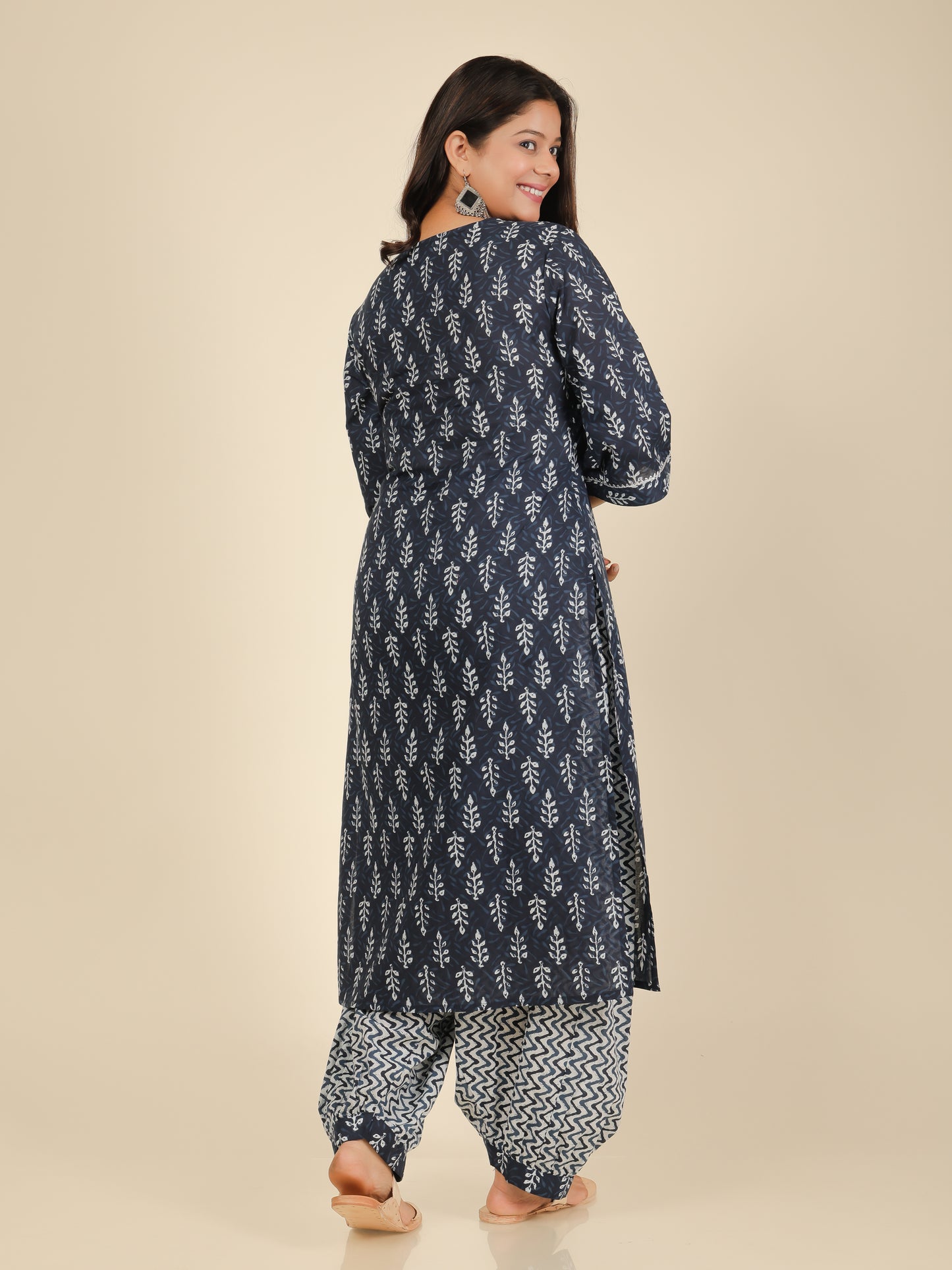 Women's Cotton Blue Straight Kurta