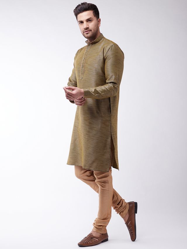 Men's Black Silk Blend Straight Kurta Pyjama Set