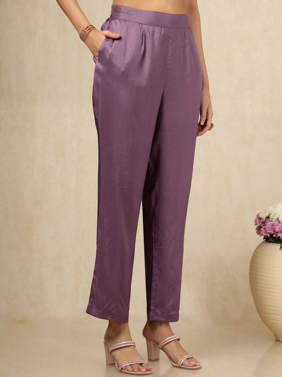 Dhiyona SO Women's Floral Printed Square Neck Beads and Stones Silk Crepe Kurta With Trousers & Dupatta