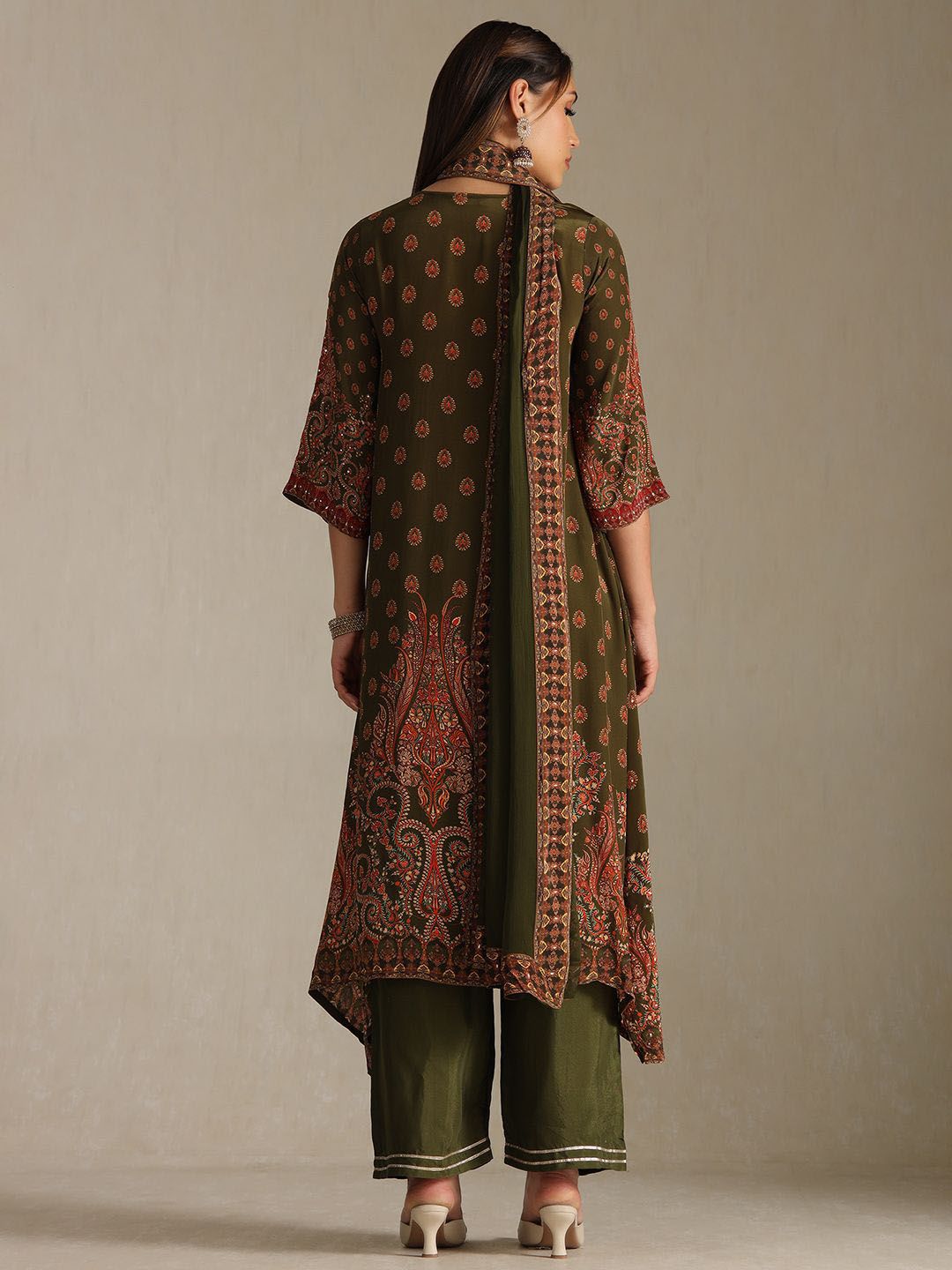 Dhiyona SO Women's Women Paisley Printed A-Line Kurta with Trousers & Dupatta