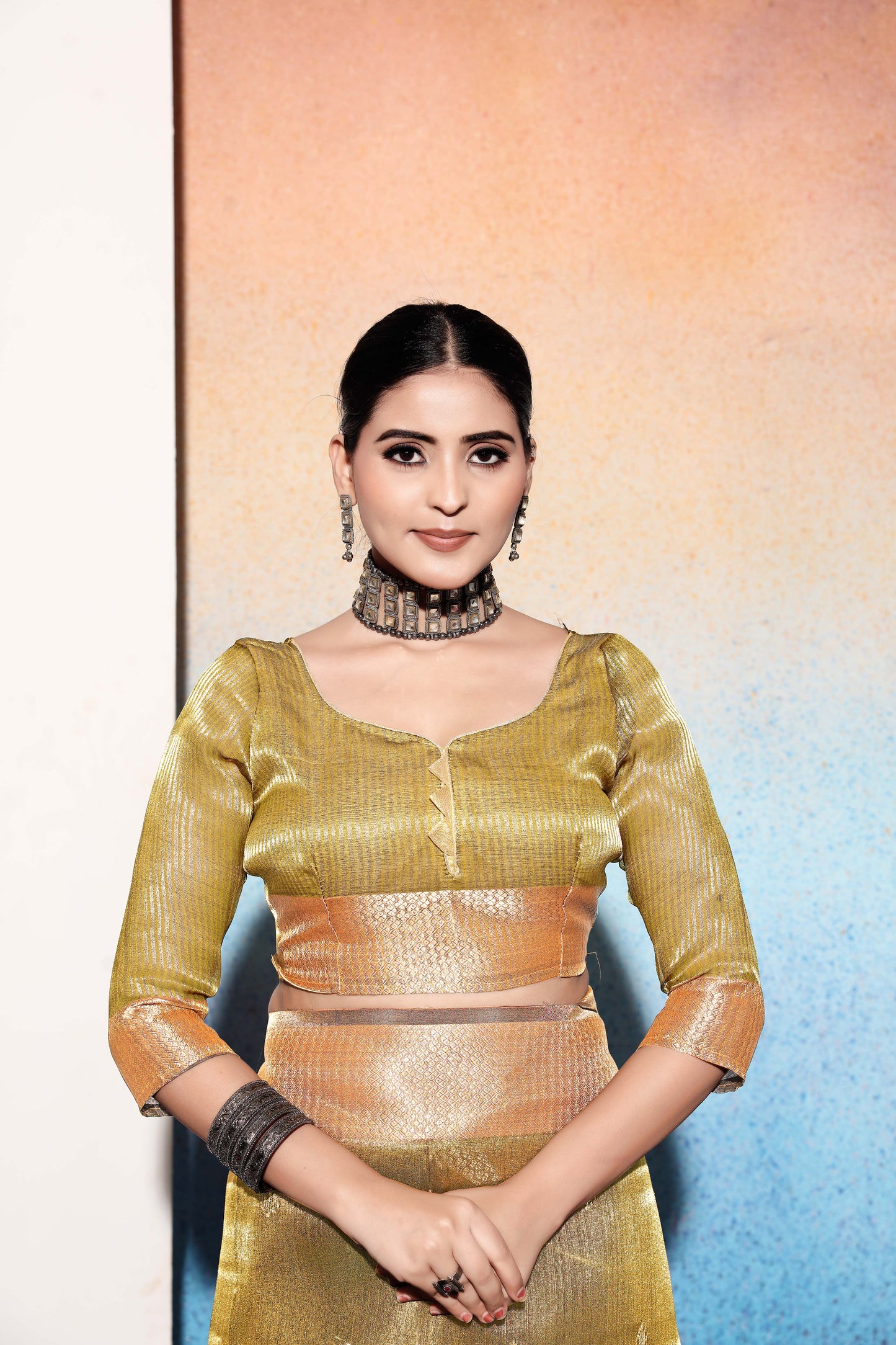 Dhiyona GR Women's Kalki Pista Green Tissue Cotton Silk Saree