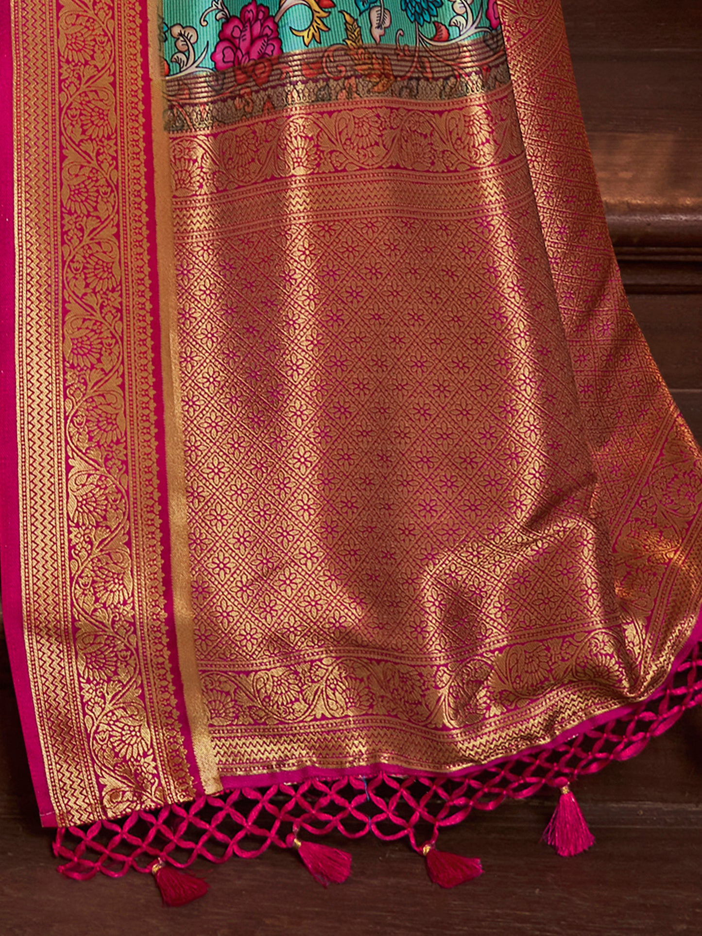 Women's Satin Silk Blue Woven Design Designer Saree With Blouse Piece