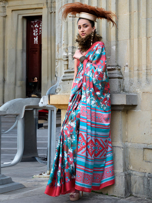 Women's Crepe Pink Printed Designer Saree With Blouse Piece