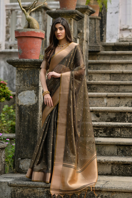 Coffee Coffee Soft Tussar Silk Saree