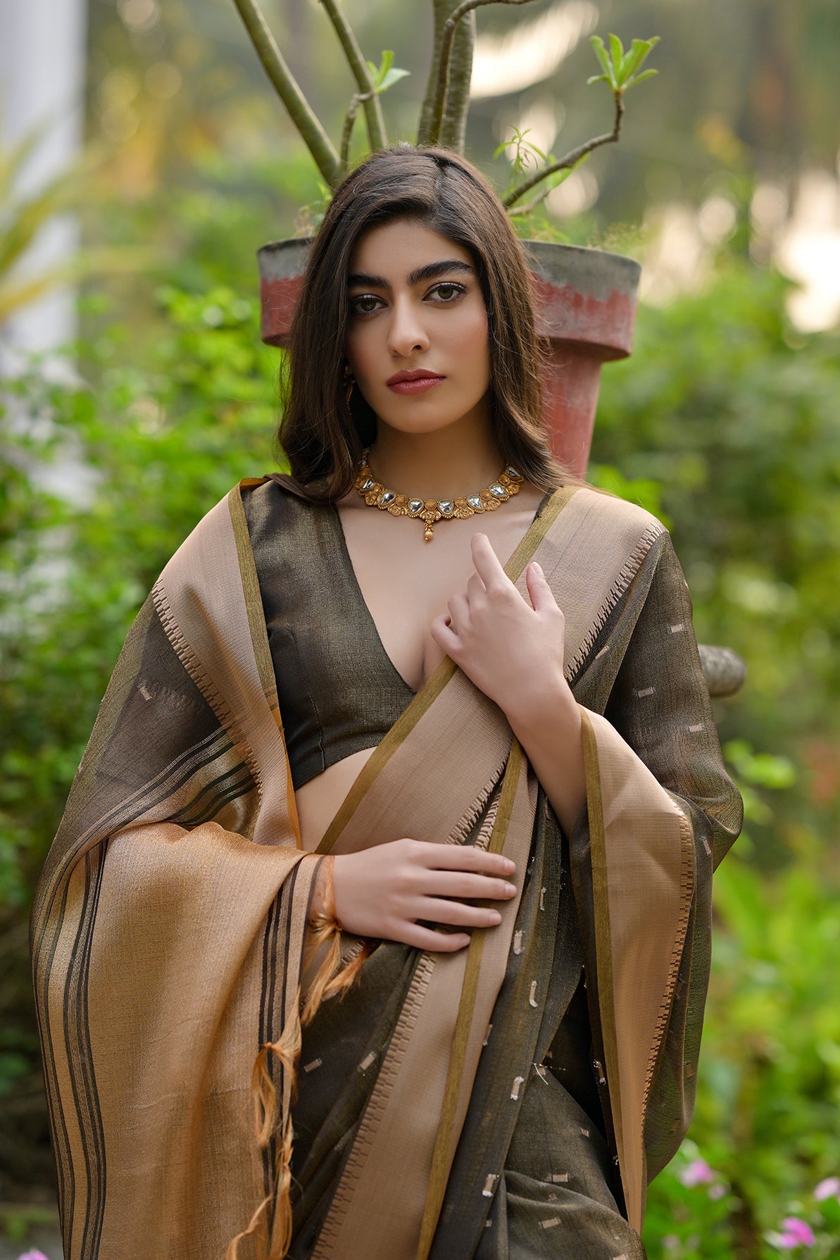 Coffee Coffee Soft Tussar Silk Saree