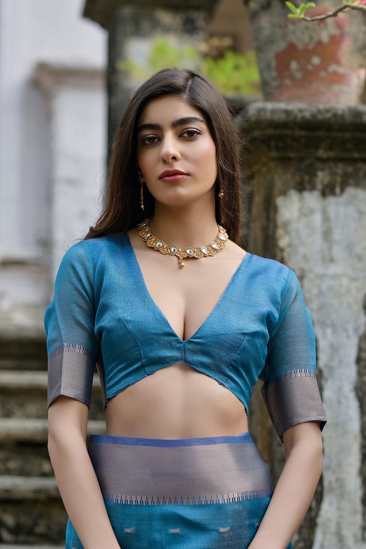 Firozi Firozi Soft Tussar Silk Saree