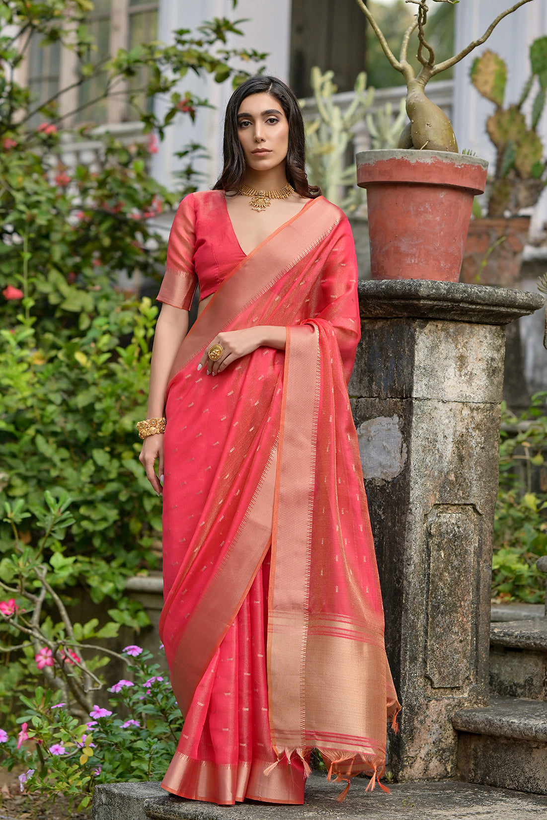 Gajri Gajri Soft Tussar Silk Saree