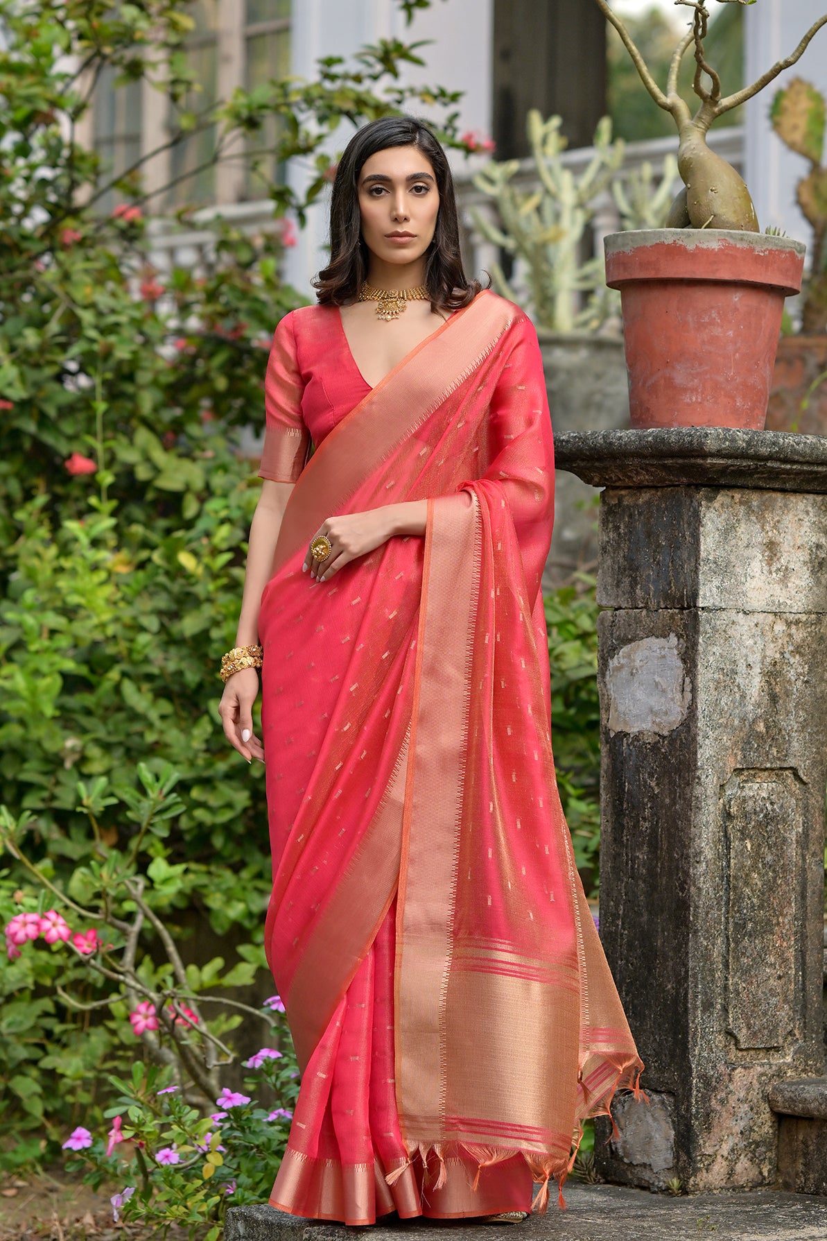 Gajri Gajri Soft Tussar Silk Saree