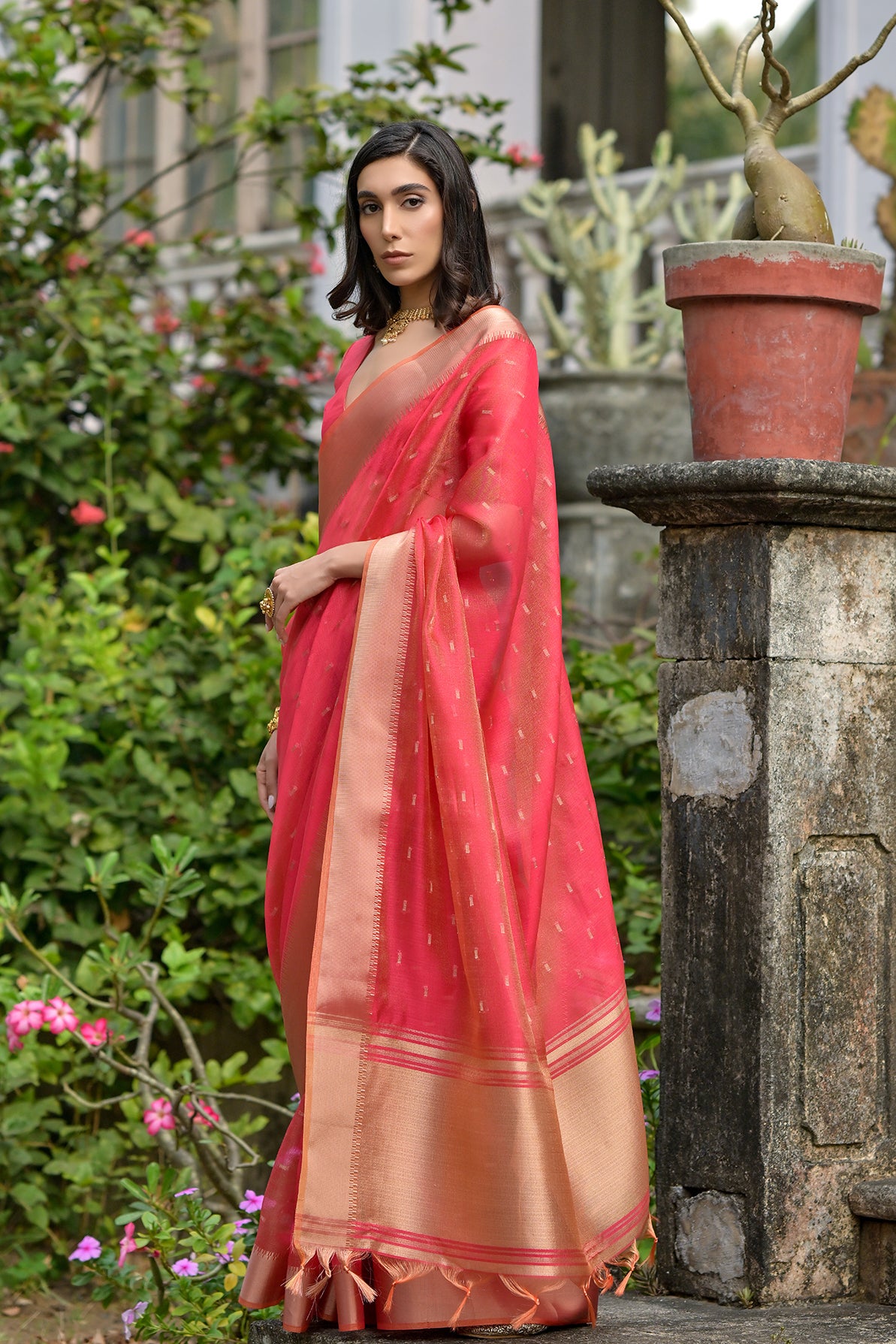 Gajri Gajri Soft Tussar Silk Saree