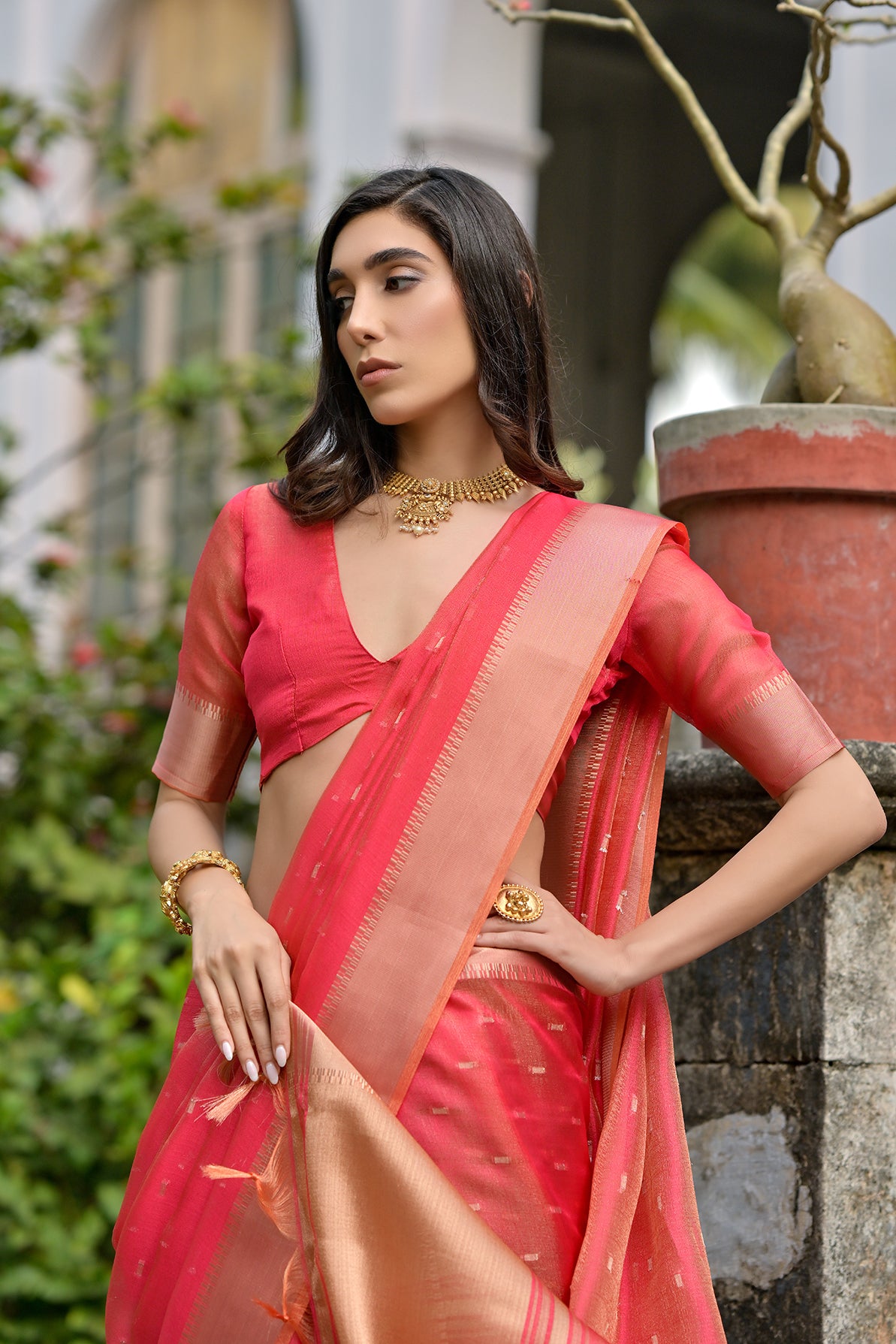 Gajri Gajri Soft Tussar Silk Saree
