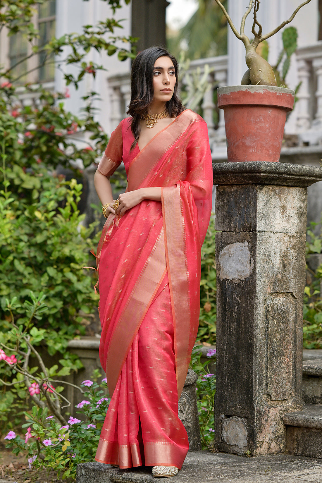 Gajri Gajri Soft Tussar Silk Saree