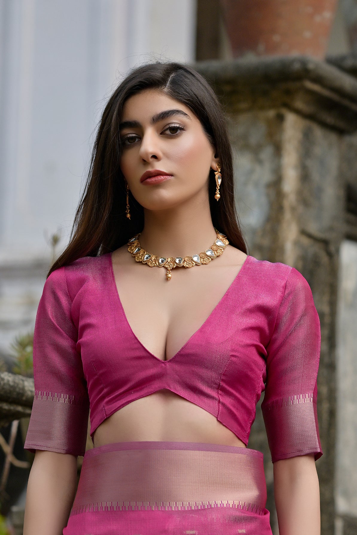 Pink Pink Soft Tussar Silk Saree