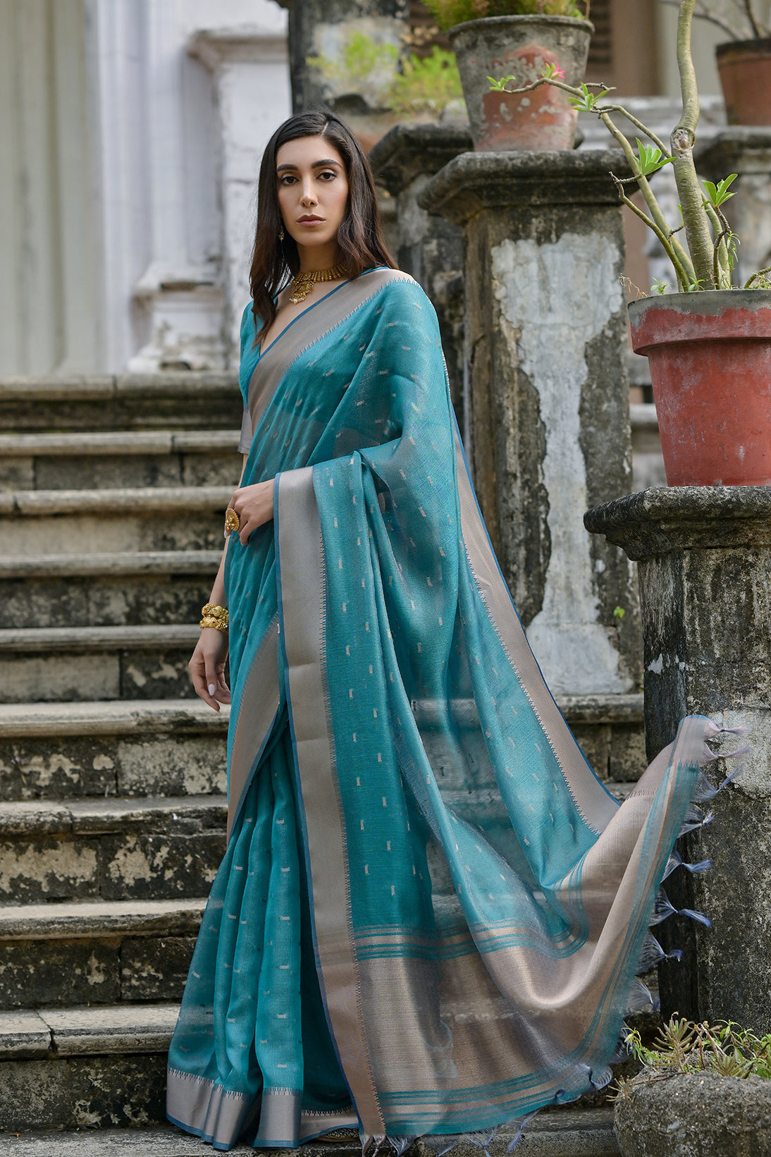 Rama Rama Soft Tussar Silk Saree