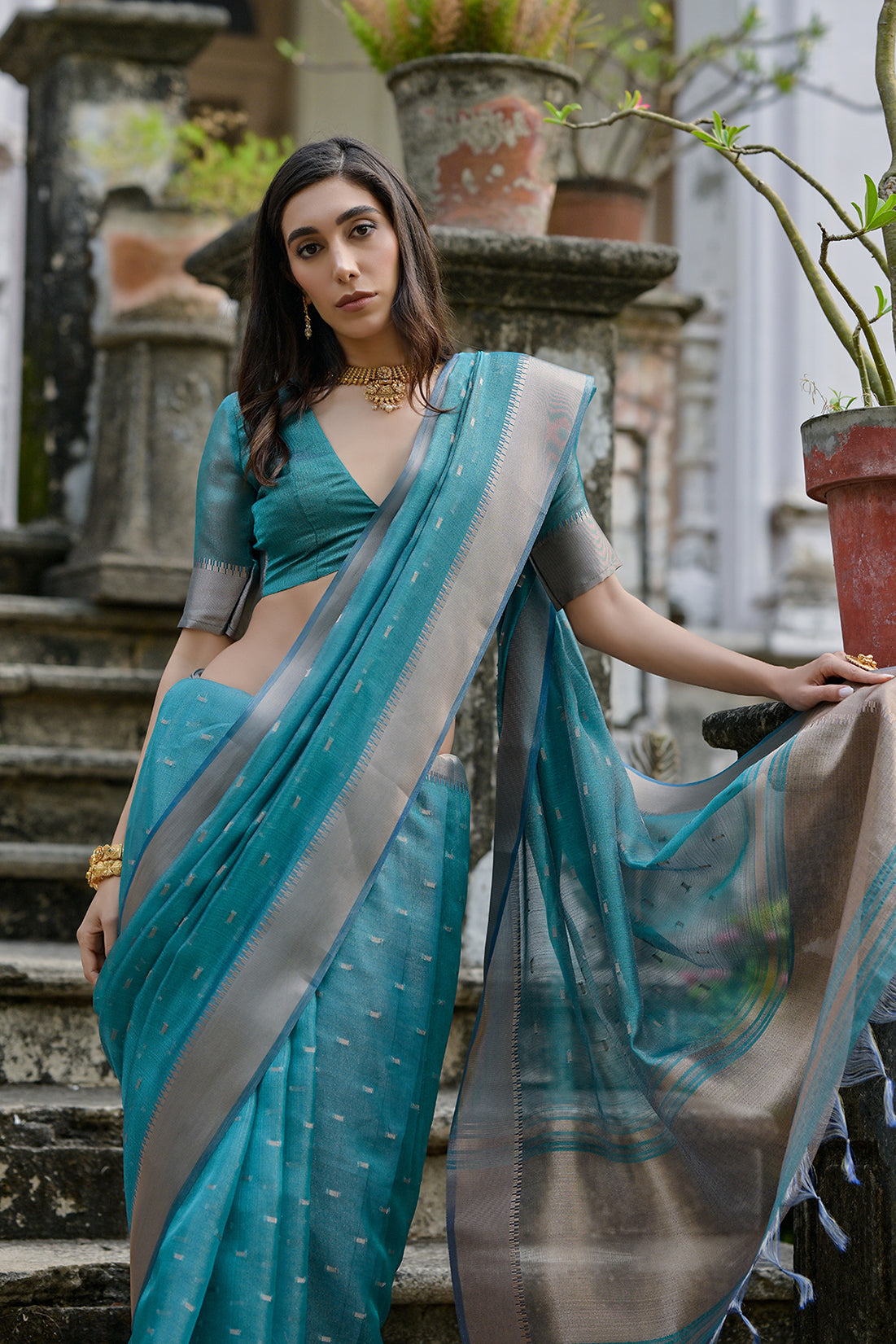 Rama Rama Soft Tussar Silk Saree
