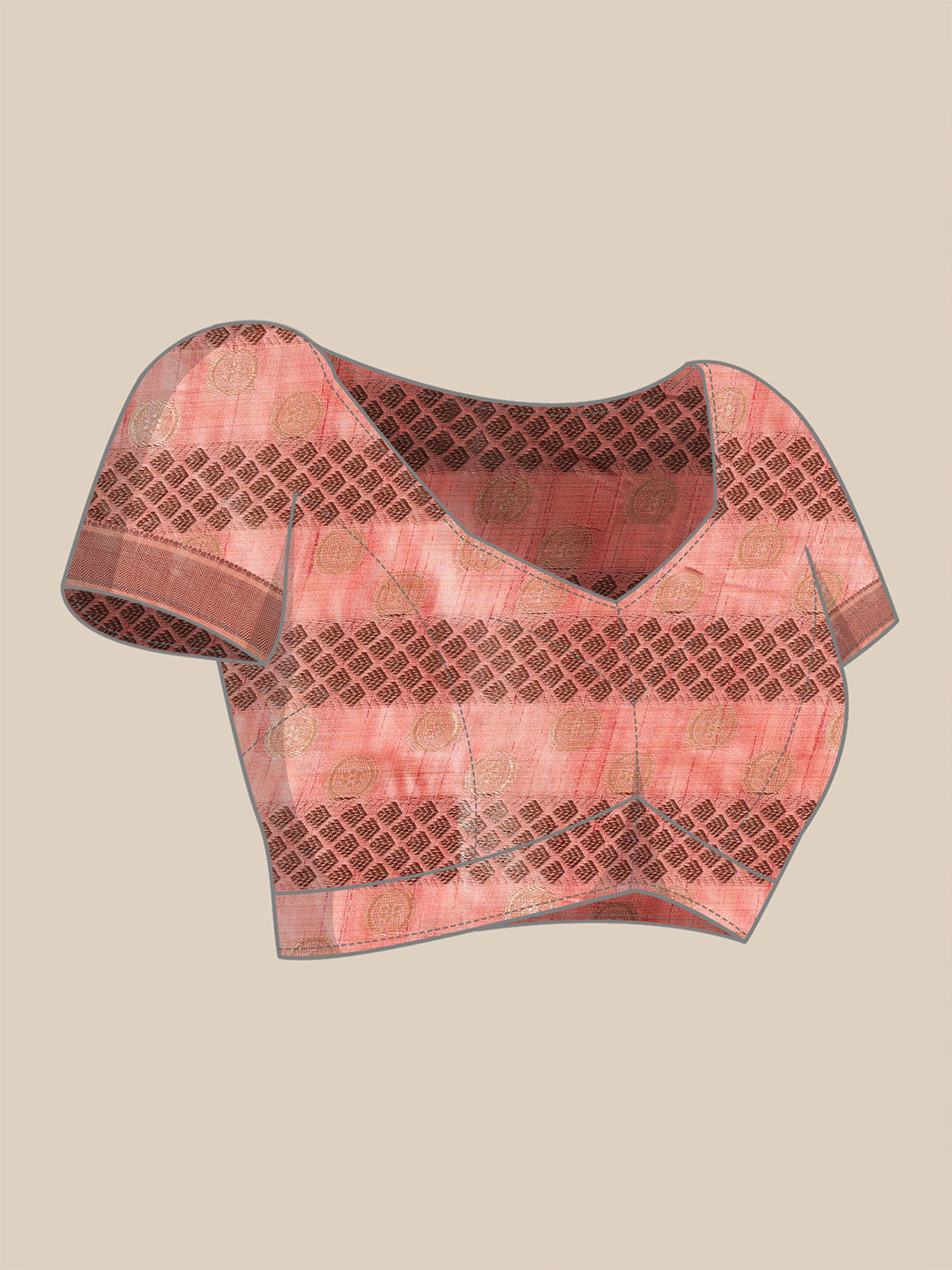Dhiyona GR Women's Kesar Rose Gold Pink Zari Woven Design Banarasi Pure Cotton Saree