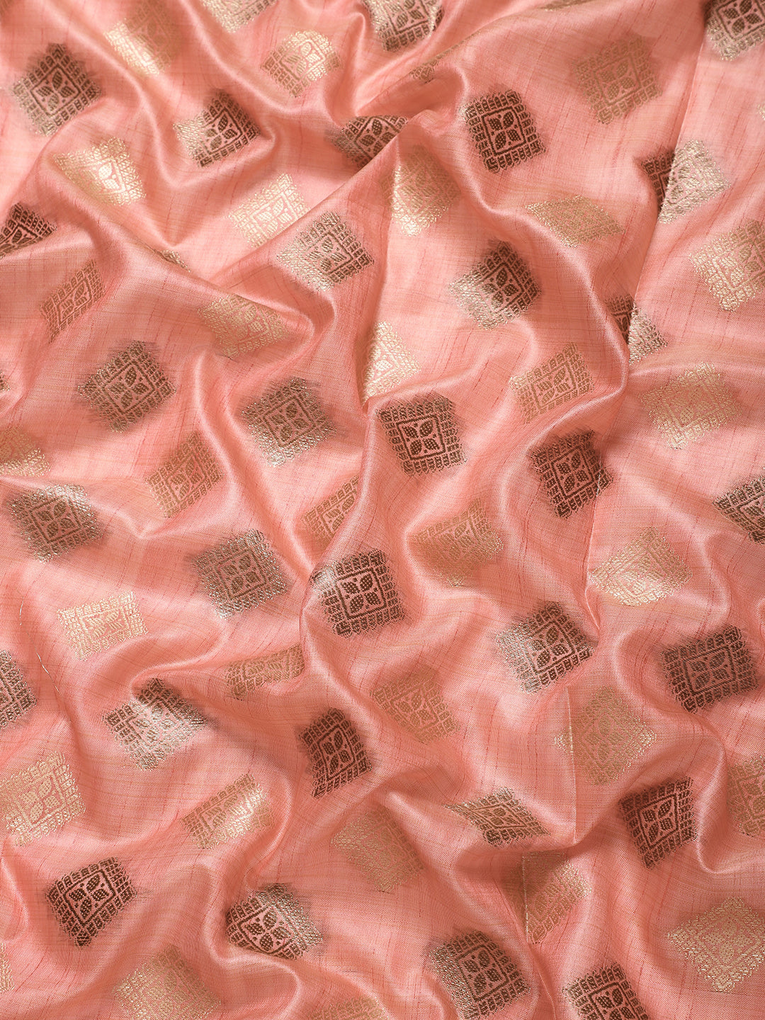 Dhiyona GR Women's Kesar Rose Gold Pink Zari Woven Design Banarasi Pure Cotton Saree