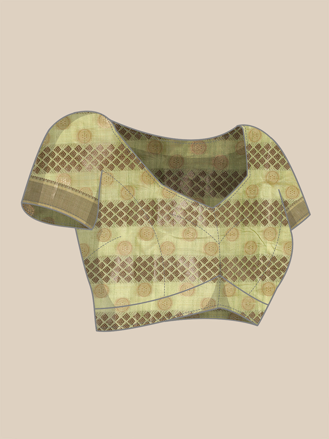 Dhiyona GR Women's Kesar Sheen Green Zari Woven Design Banarasi Pure Cotton Saree