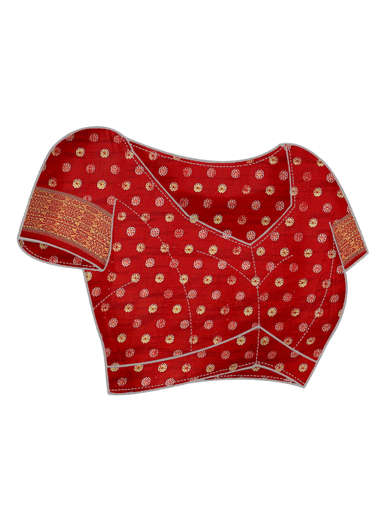 Women's Silk Blend Red Embroidered Designer Saree With Blouse Piece