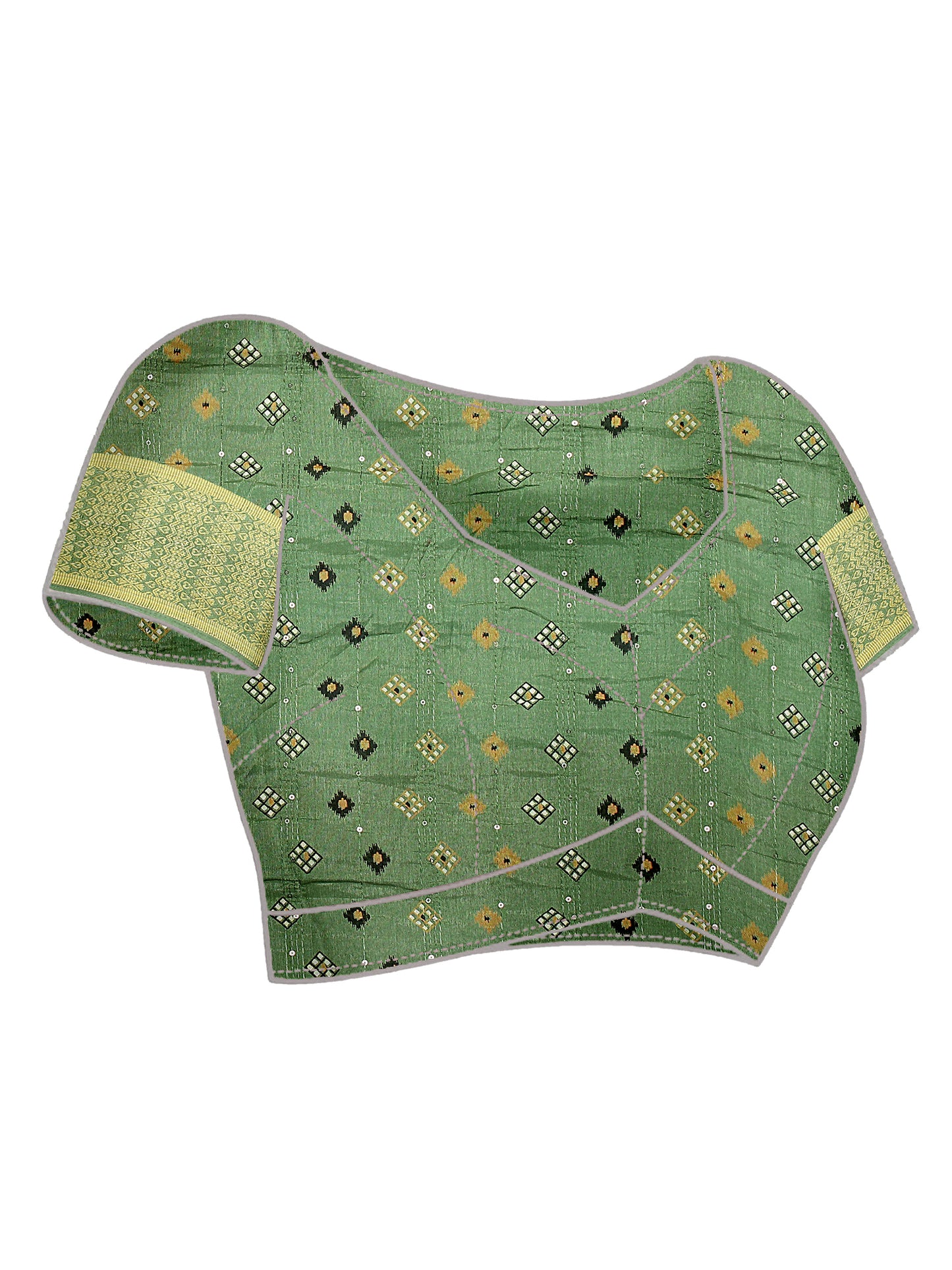 Women's Silk Blend Green Embroidered Designer Saree With Blouse Piece