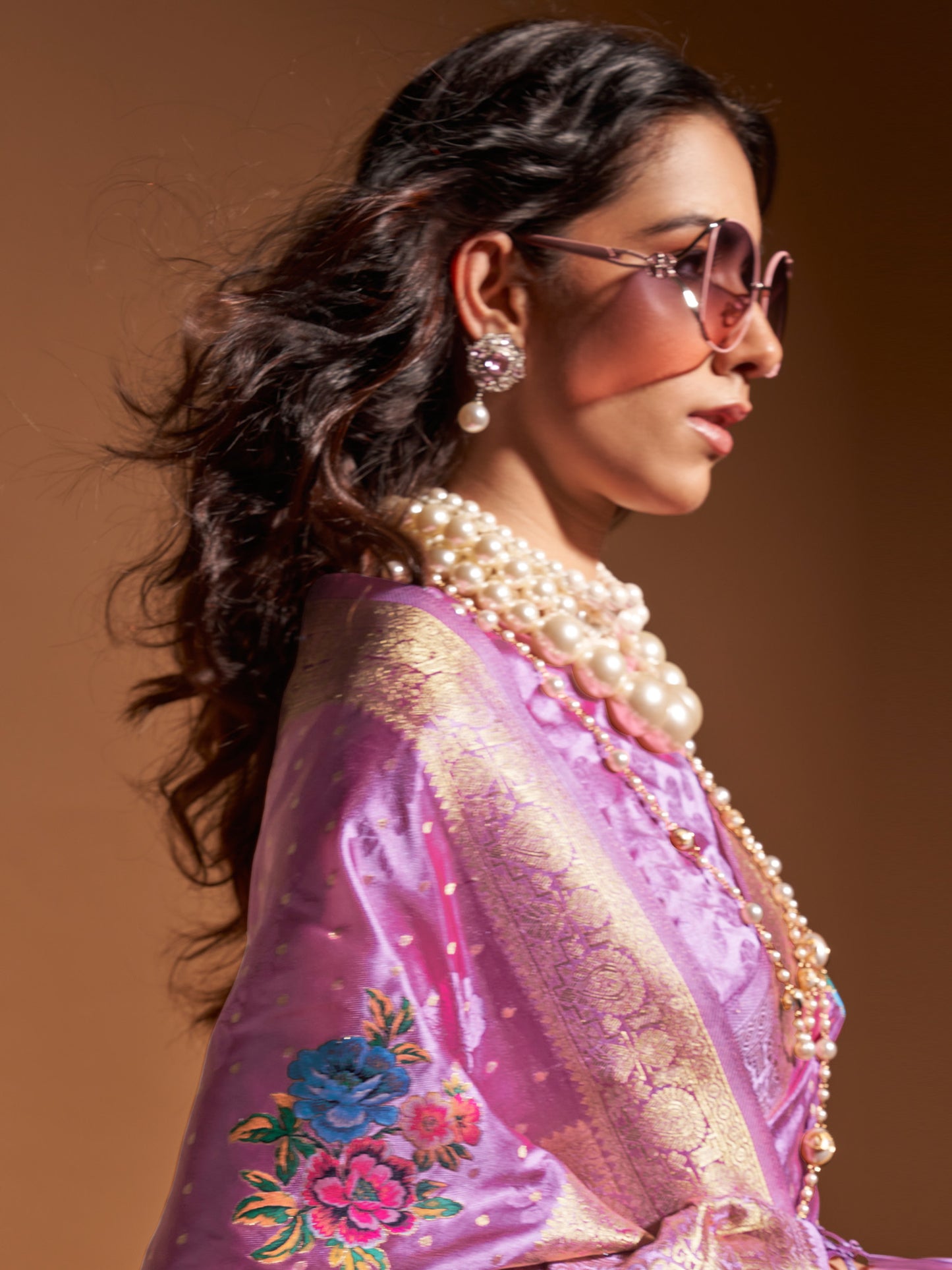 Women's Satin Silk Mauve Woven Design Designer Saree With Blouse Piece