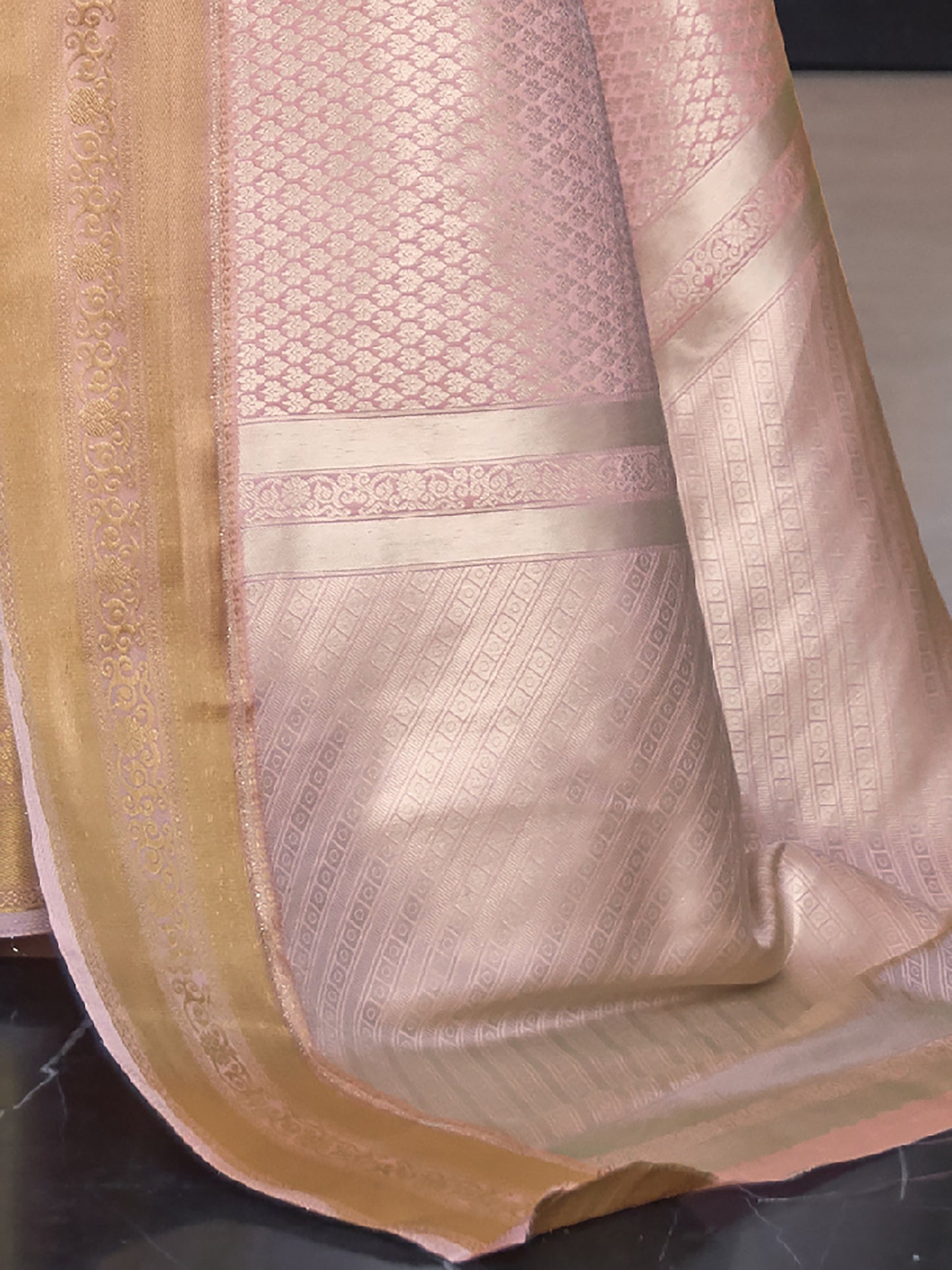 Women's Silk Blend Peach Woven Design Designer Saree With Blouse Piece