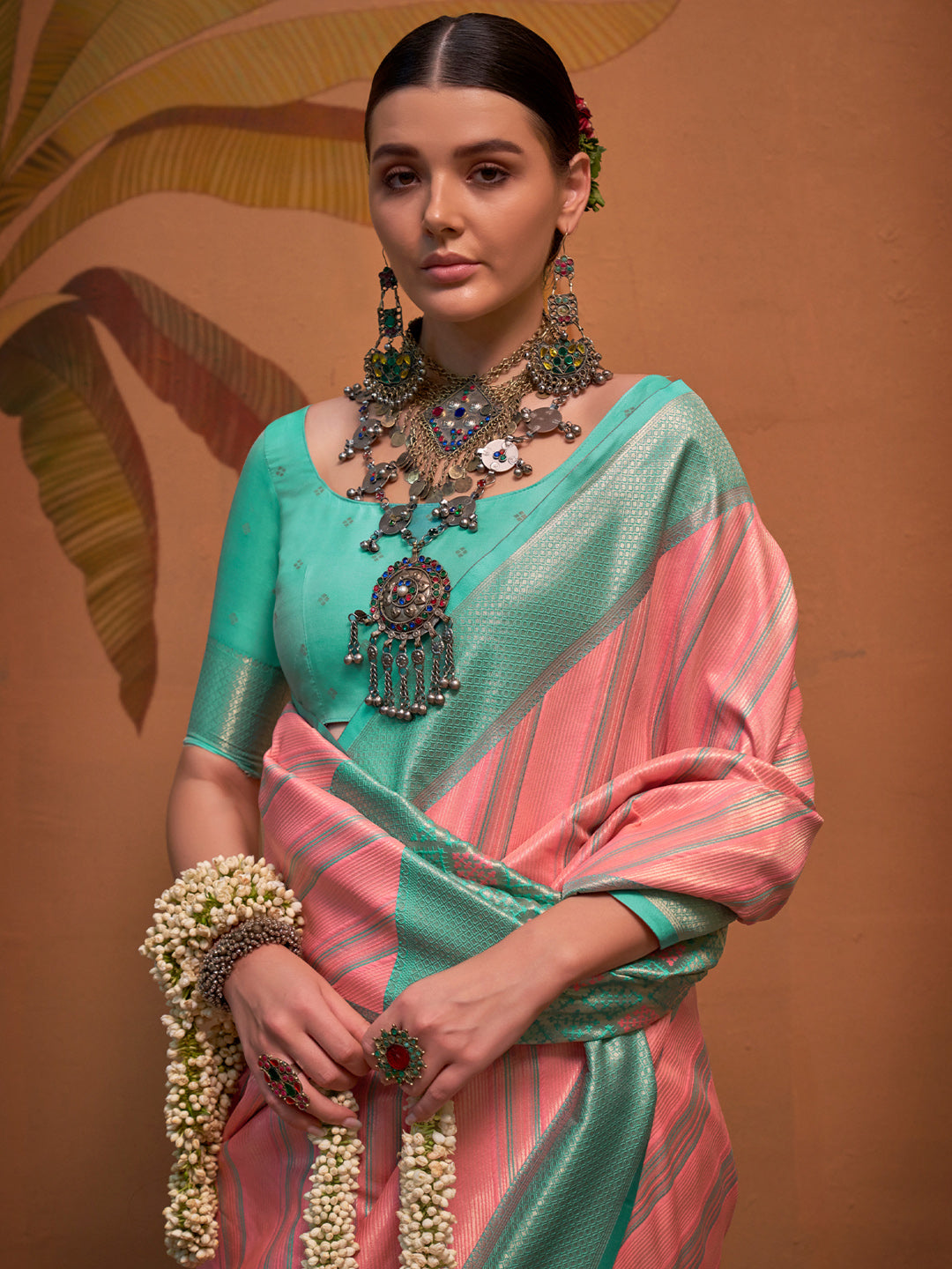 Women's Silk Blend Light Blue Woven Design Designer Saree With Blouse Piece
