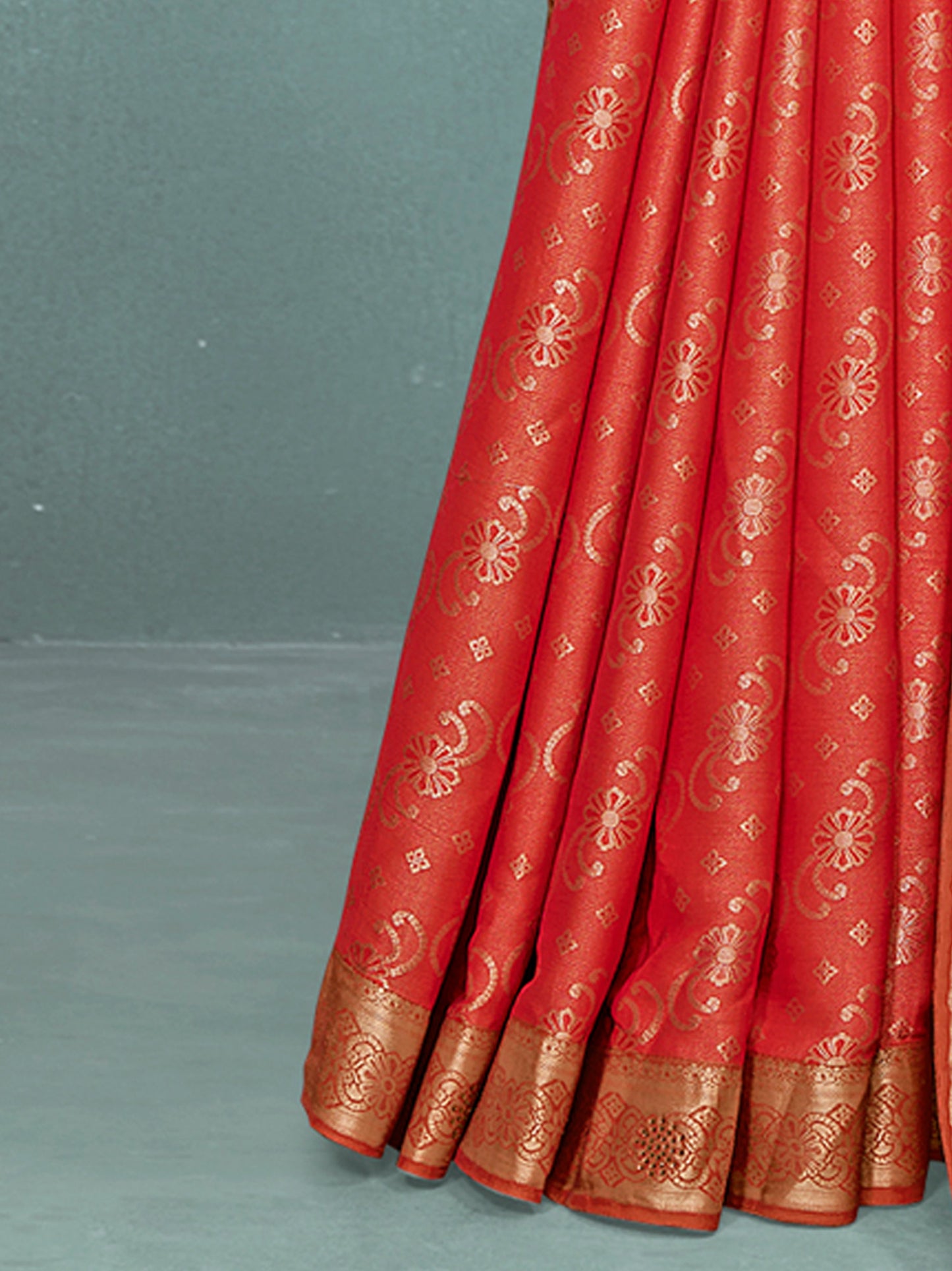 Women's Pure Silk Orange Woven Design Designer Saree With Blouse Piece