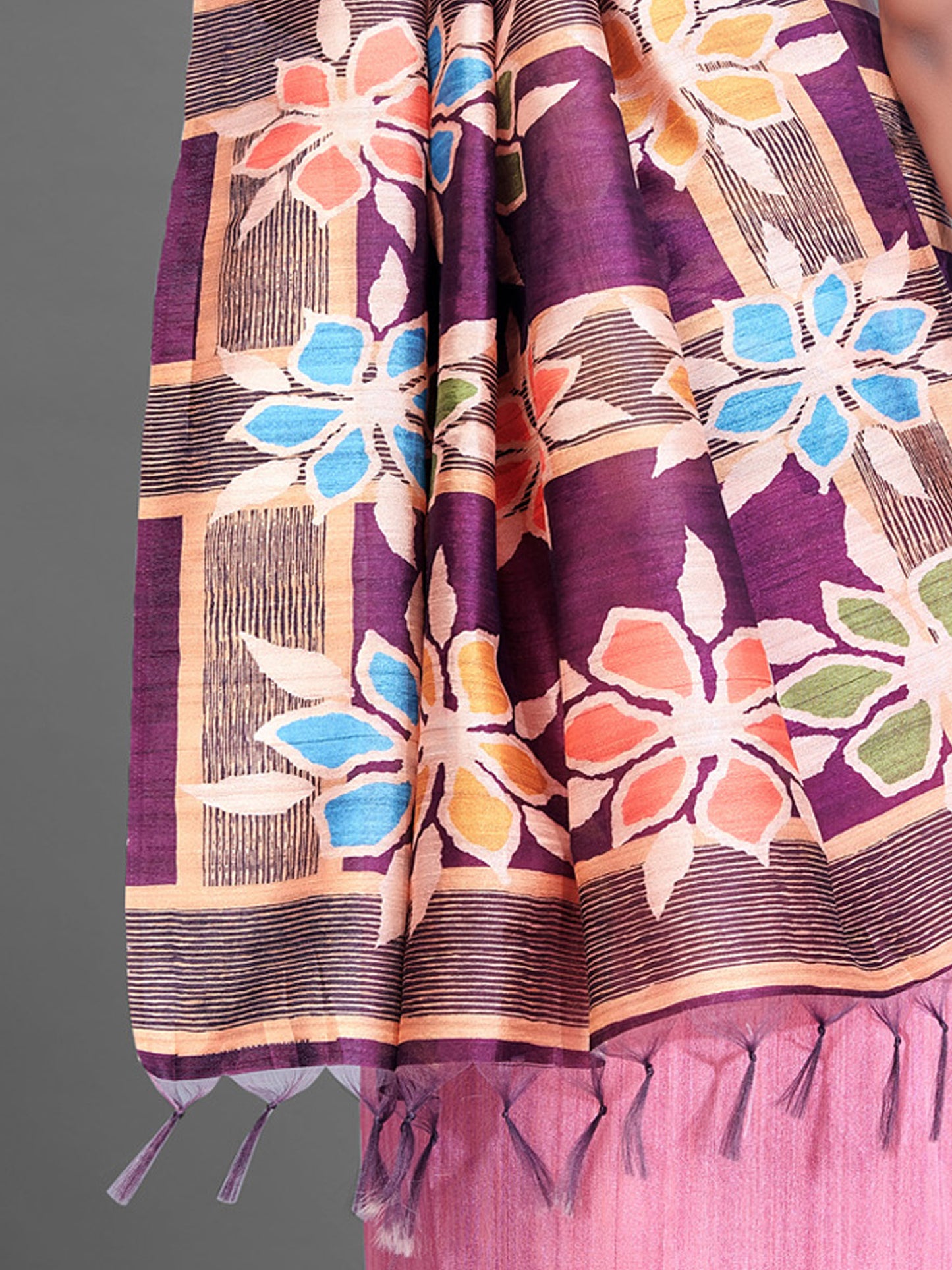 Women's Manipuri Silk Pink Digital Print Designer Saree With Blouse Piece