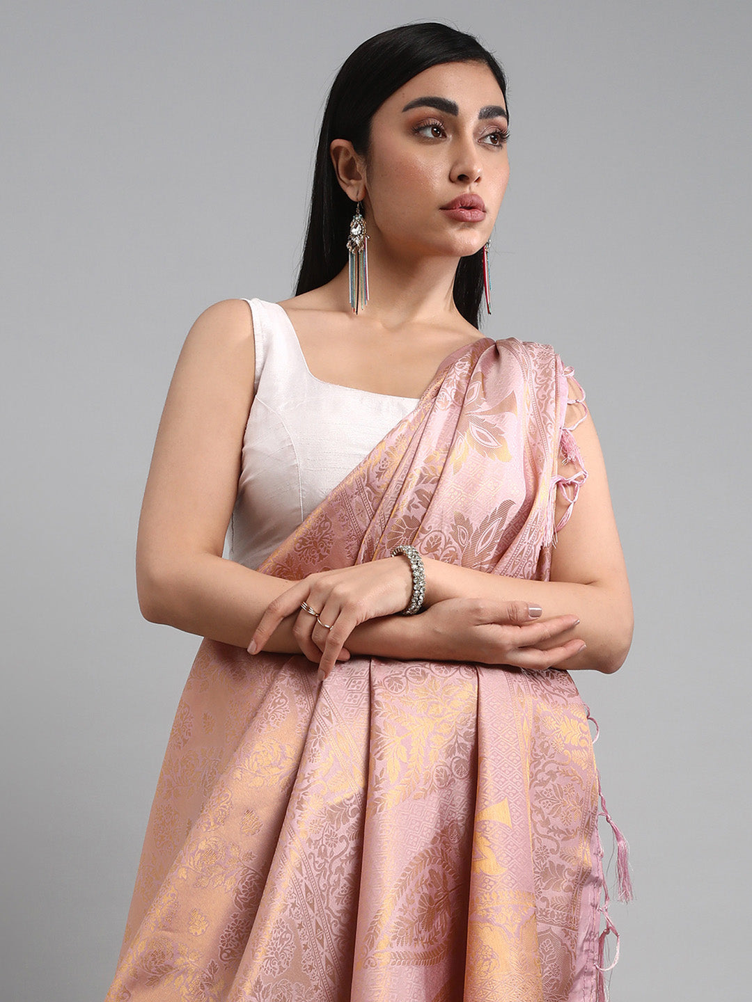 Women's Silk Blend Lavendar Woven Design Designer Saree With Blouse Piece
