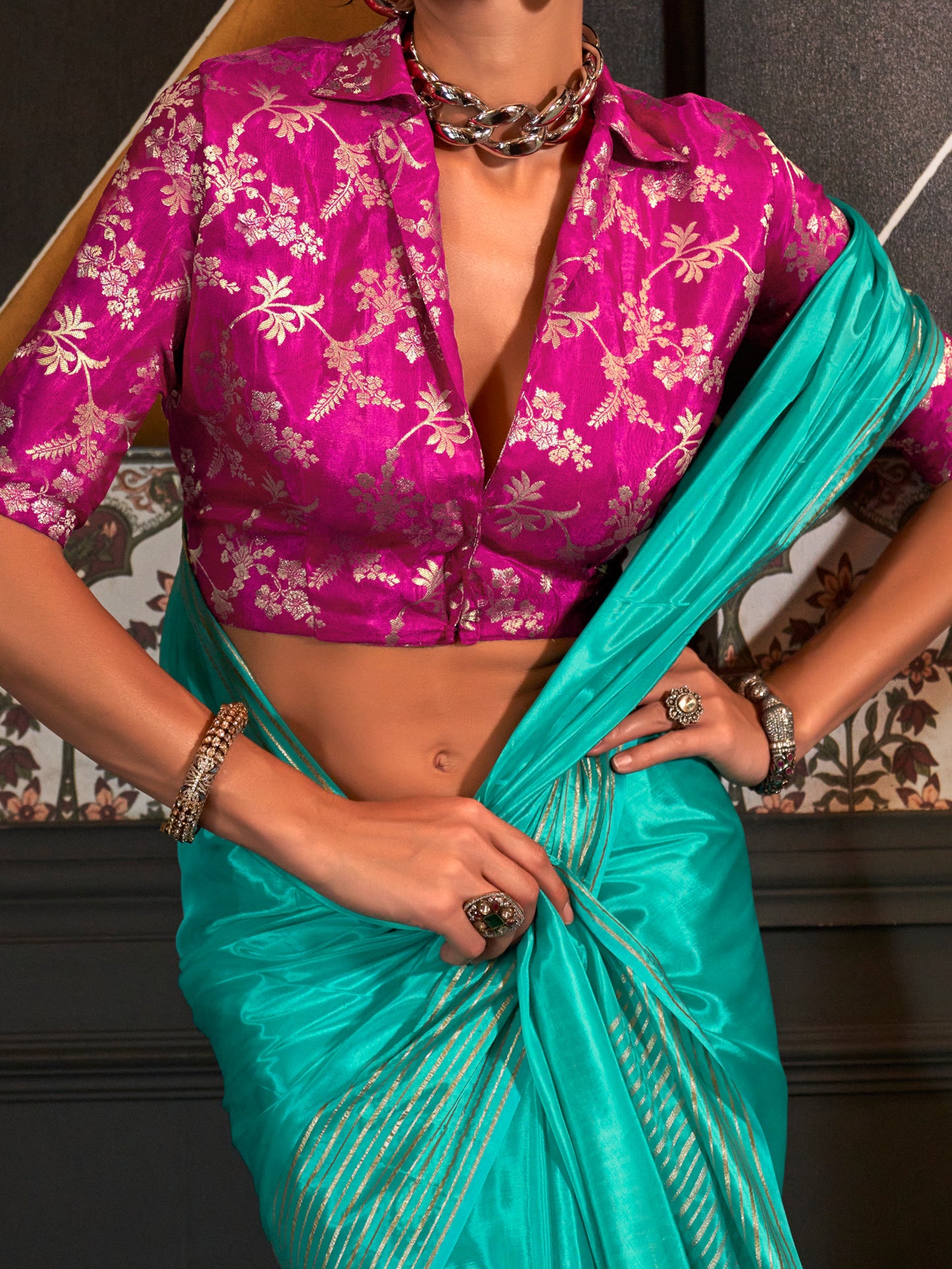 Women's Viscose Silk Light Blue Woven Design Designer Saree With Blouse Piece