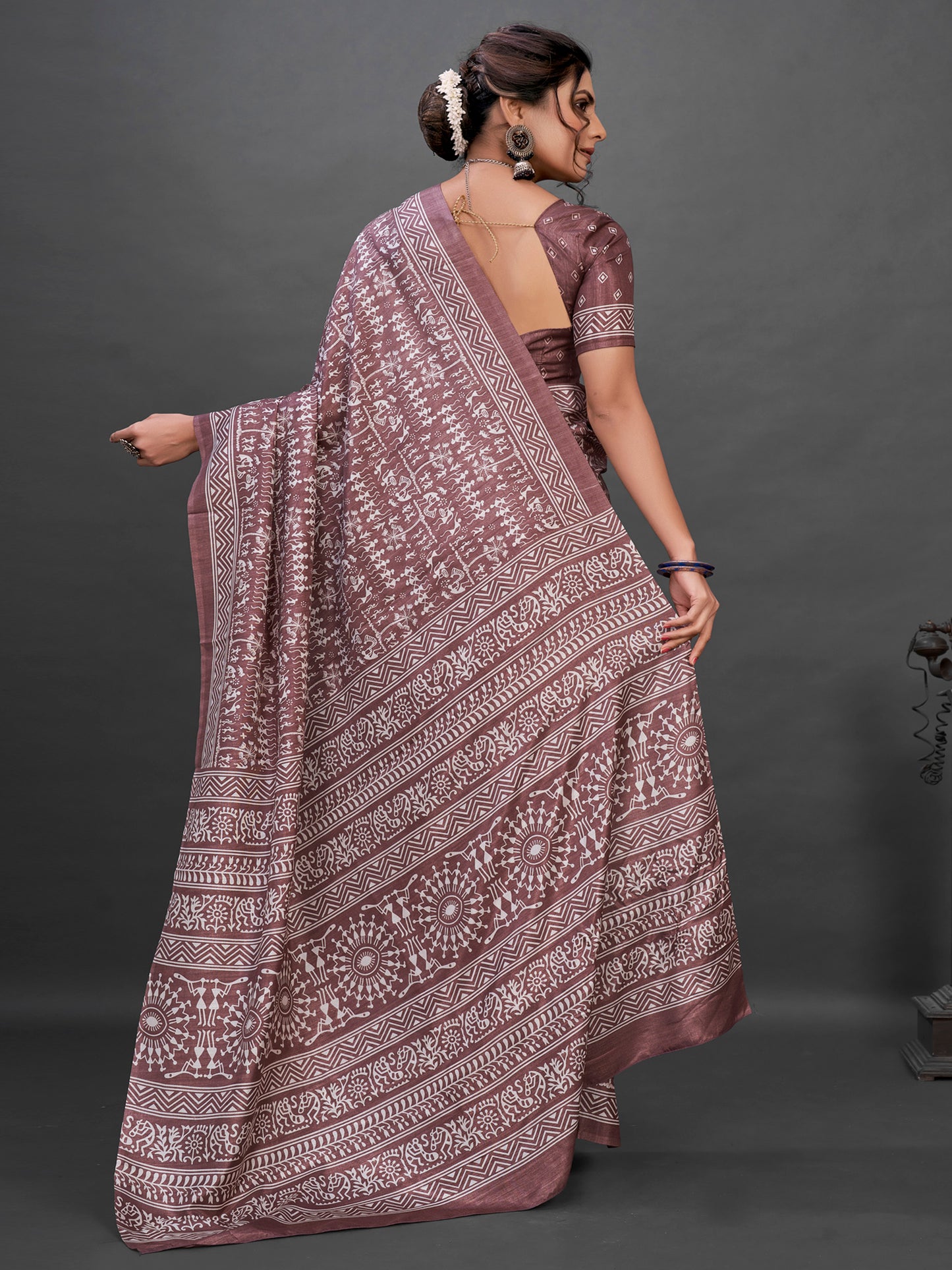 Women's Dola Silk Mauve Printed Designer Saree With Blouse Piece