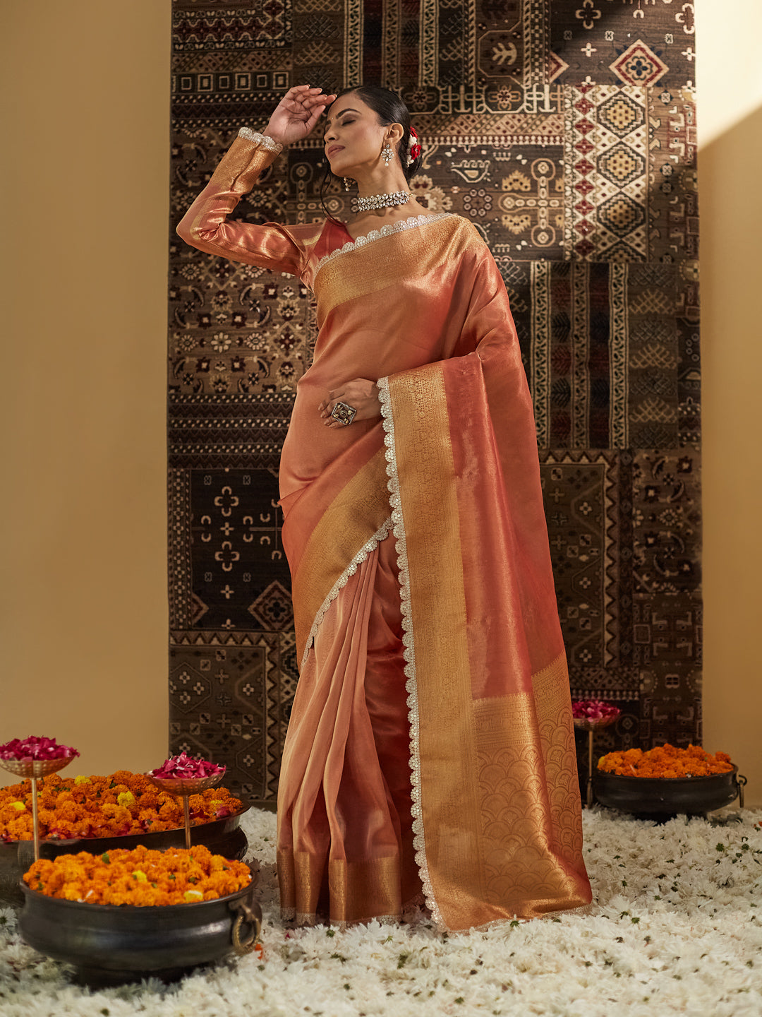 Dhiyona KS Women's Woven Design Embellished Saree