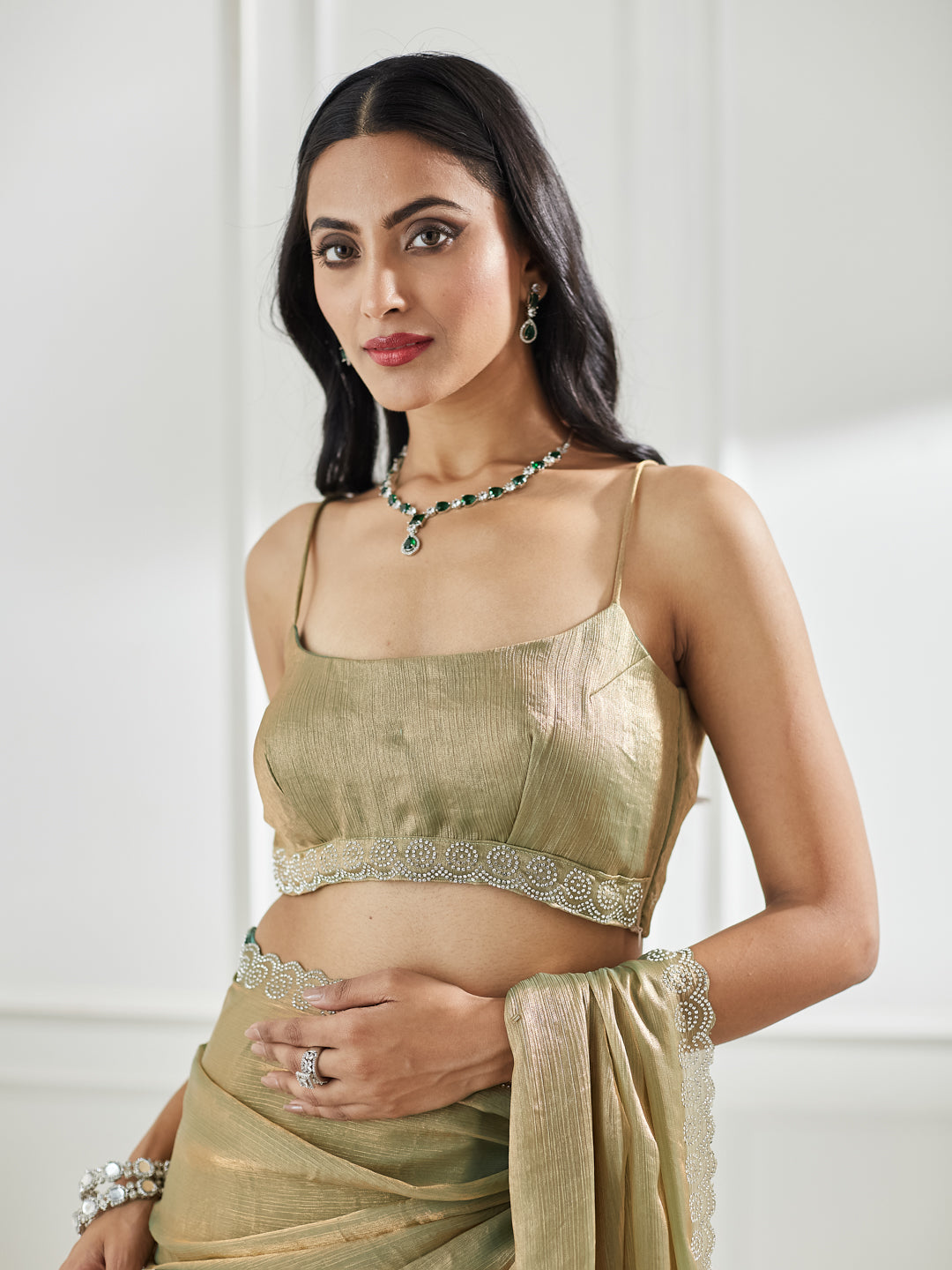 Dhiyona KS Women's Beads and Stones Silk Blend Saree